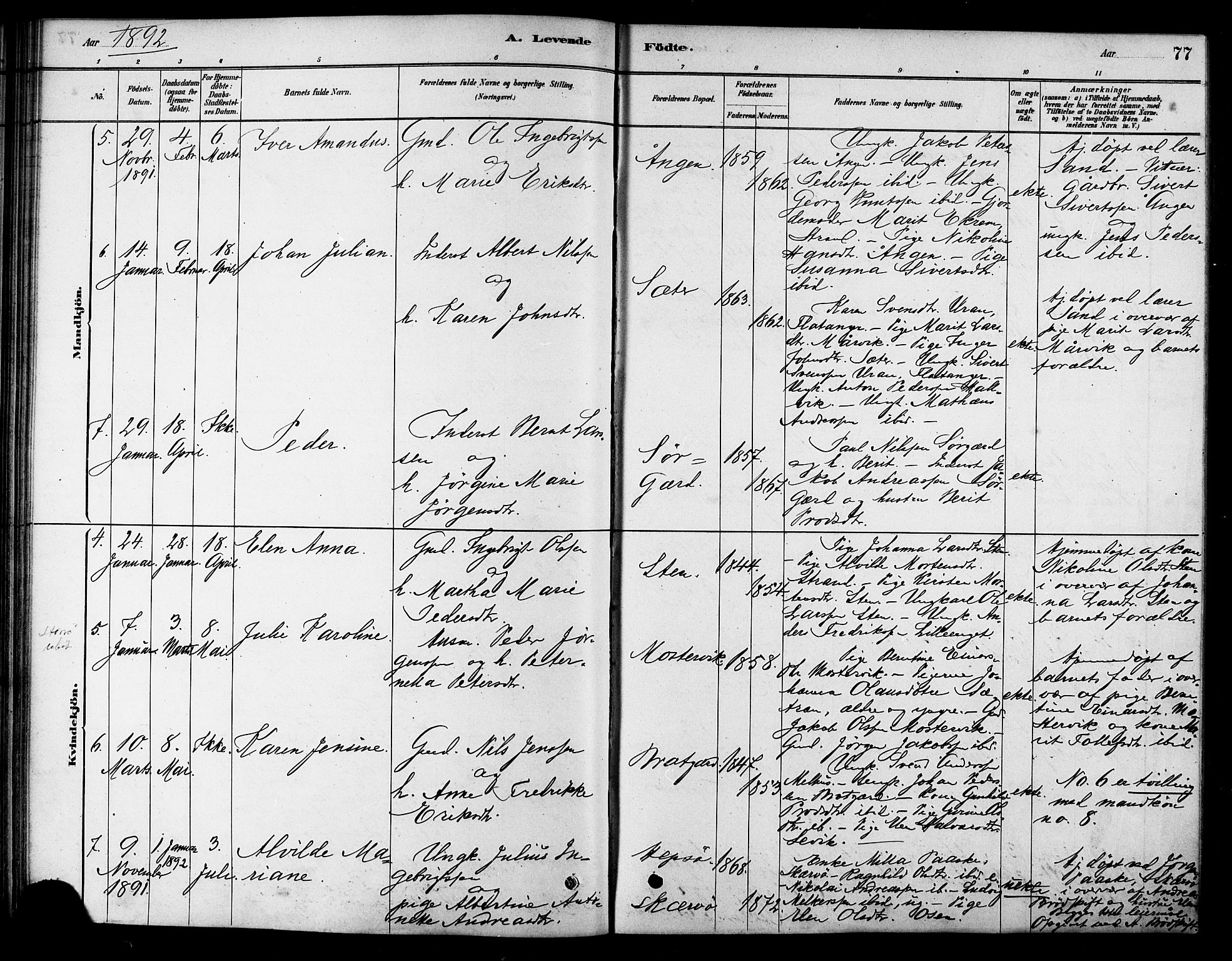 Ministerialprotokoller, klokkerbøker og fødselsregistre - Sør-Trøndelag, AV/SAT-A-1456/658/L0722: Parish register (official) no. 658A01, 1879-1896, p. 77