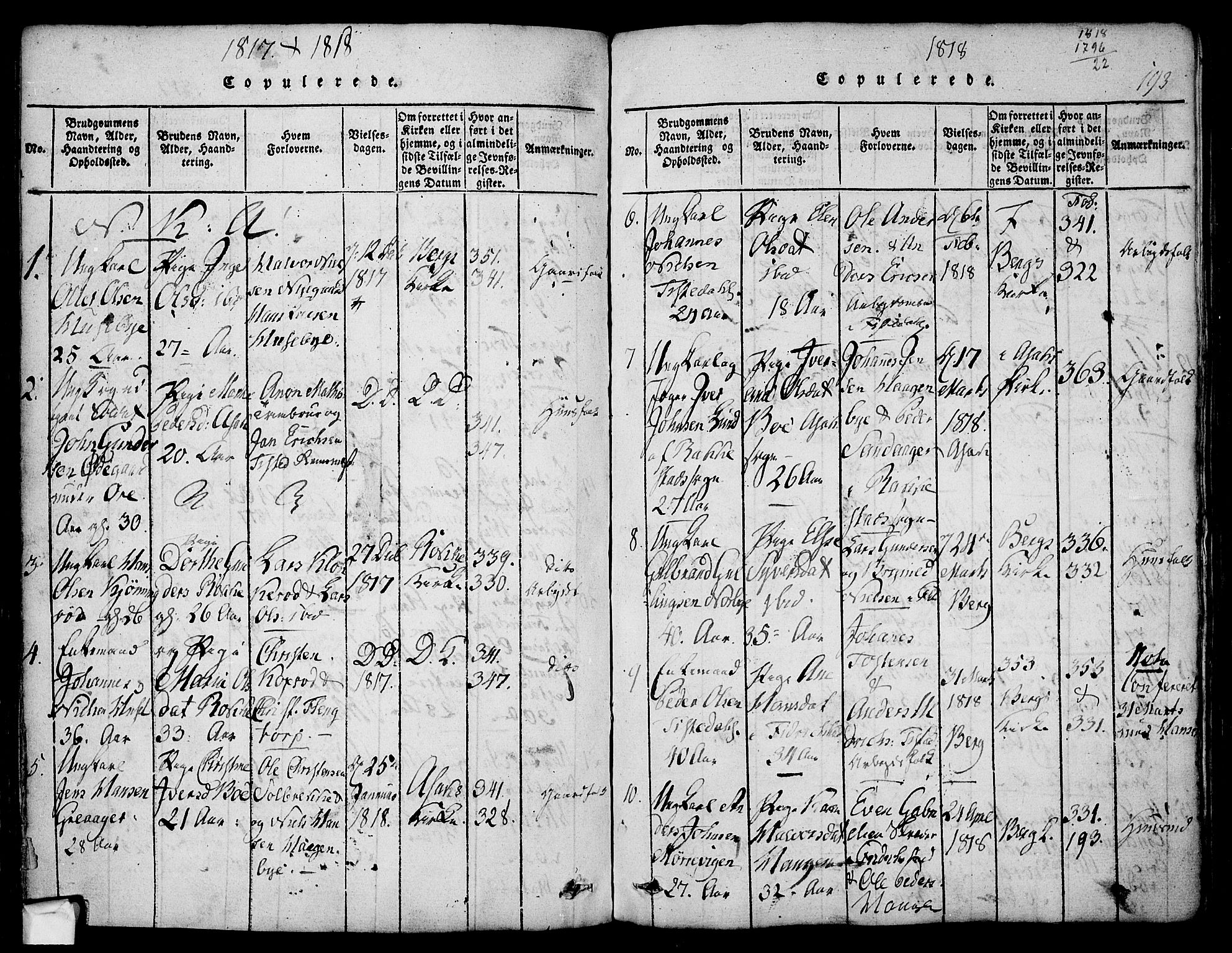 Berg prestekontor Kirkebøker, AV/SAO-A-10902/F/Fa/L0002: Parish register (official) no. I 2, 1815-1831, p. 193