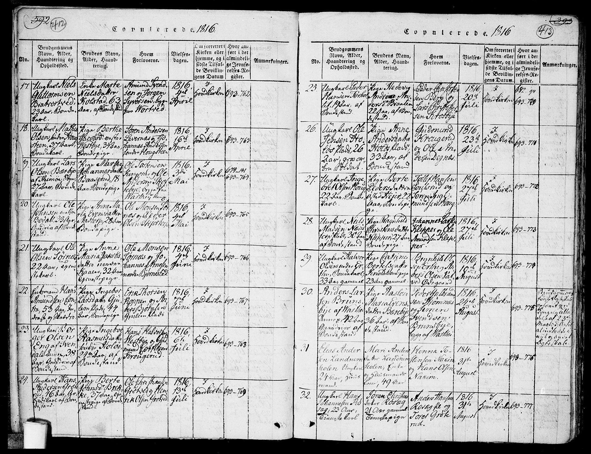 Rakkestad prestekontor Kirkebøker, AV/SAO-A-2008/F/Fa/L0006: Parish register (official) no. I 6, 1814-1824, p. 412-413