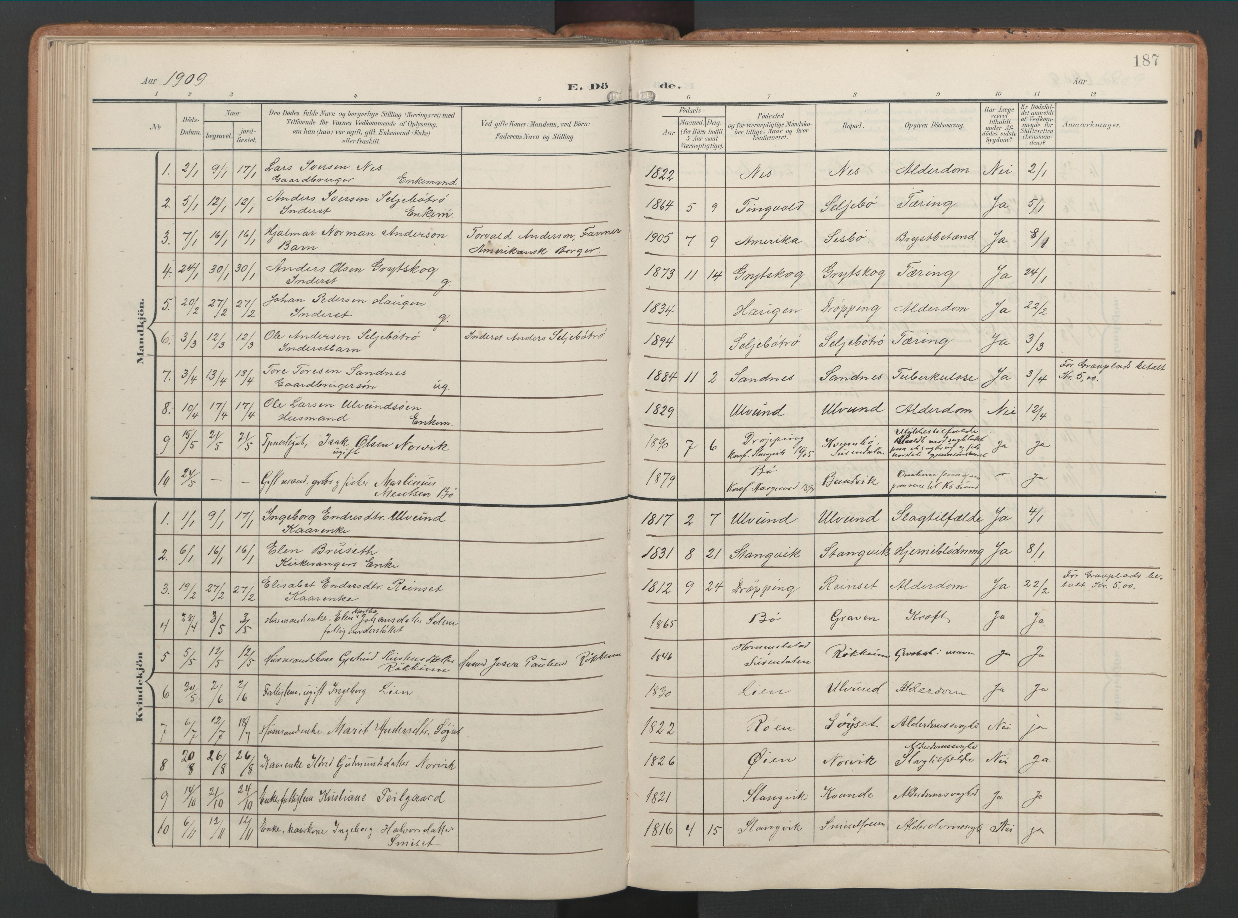 Ministerialprotokoller, klokkerbøker og fødselsregistre - Møre og Romsdal, AV/SAT-A-1454/592/L1030: Parish register (official) no. 592A08, 1901-1925, p. 187