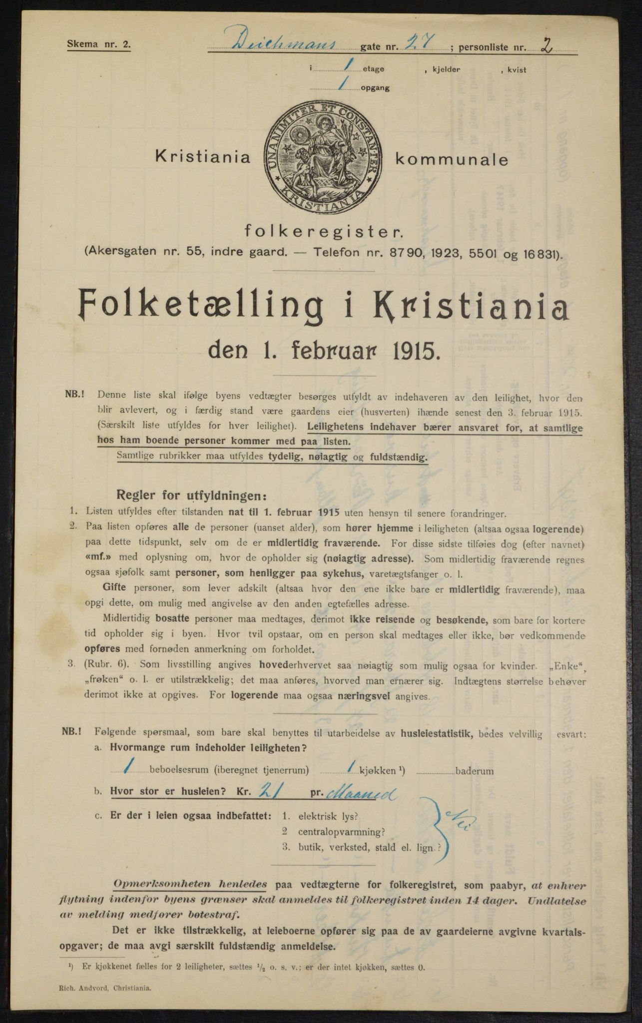 OBA, Municipal Census 1915 for Kristiania, 1915, p. 15807