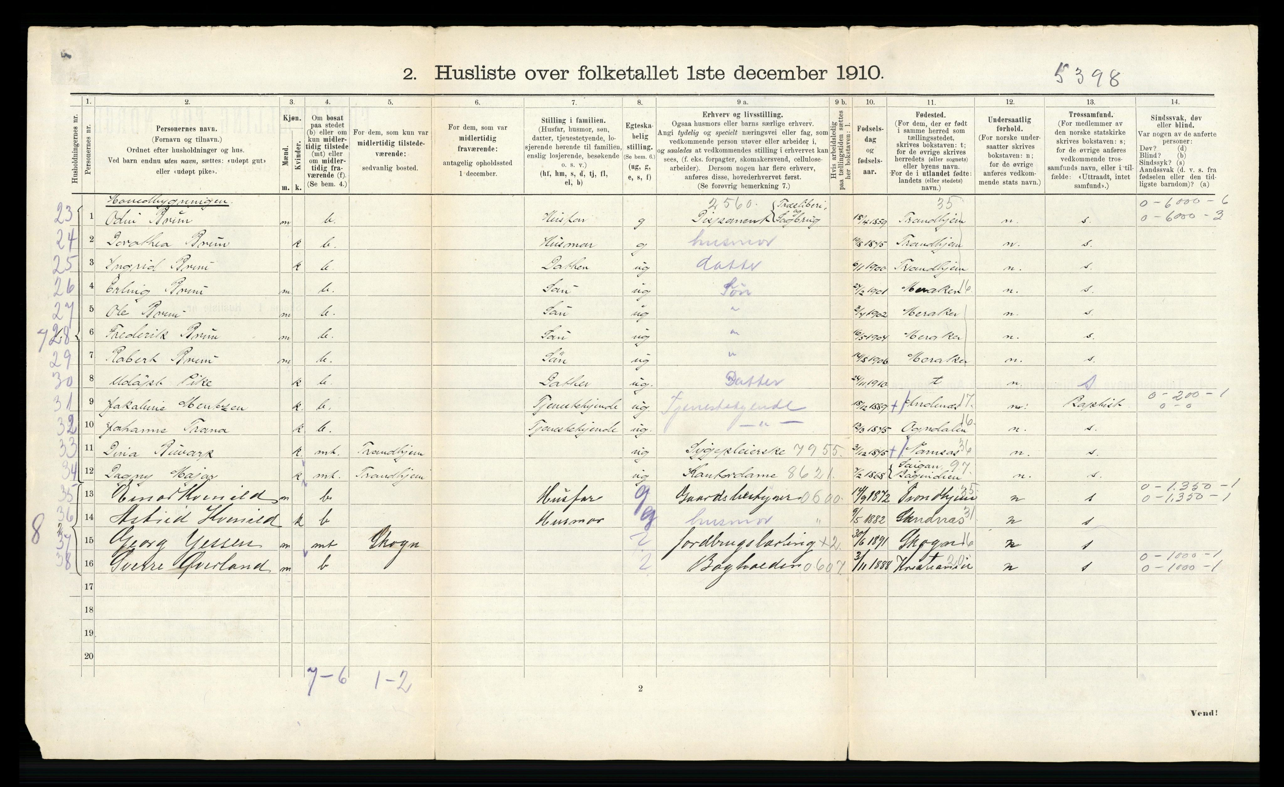 RA, 1910 census for Egge, 1910, p. 86