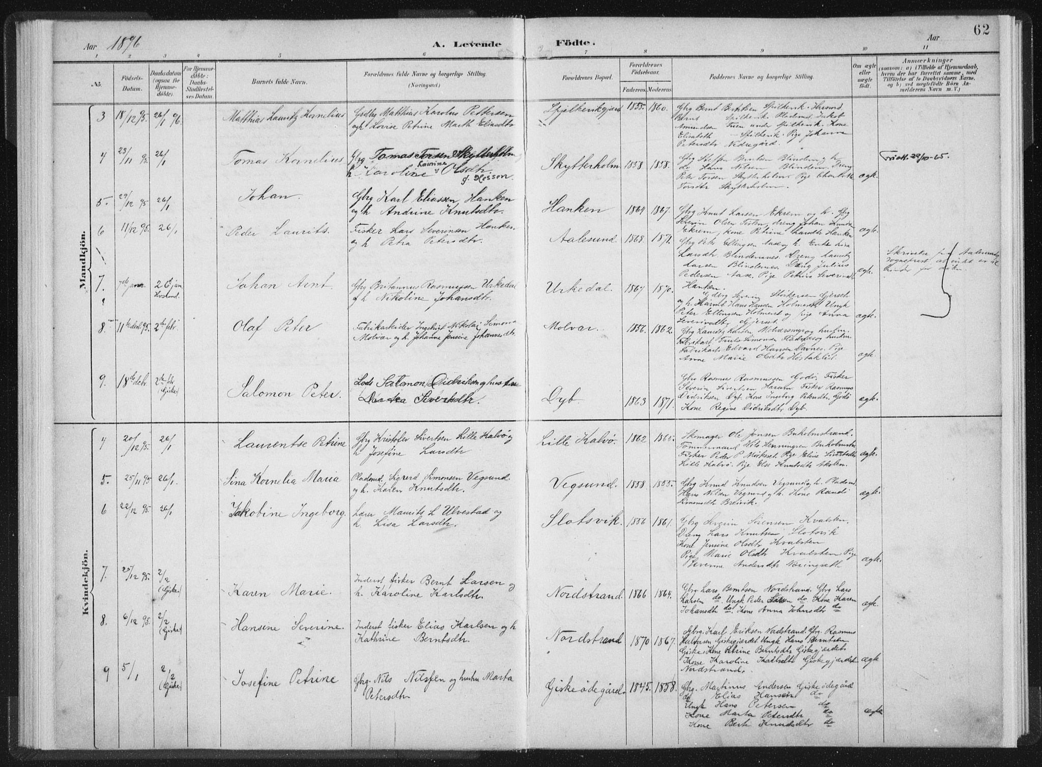 Ministerialprotokoller, klokkerbøker og fødselsregistre - Møre og Romsdal, AV/SAT-A-1454/528/L0405: Parish register (official) no. 528A14, 1891-1906, p. 62