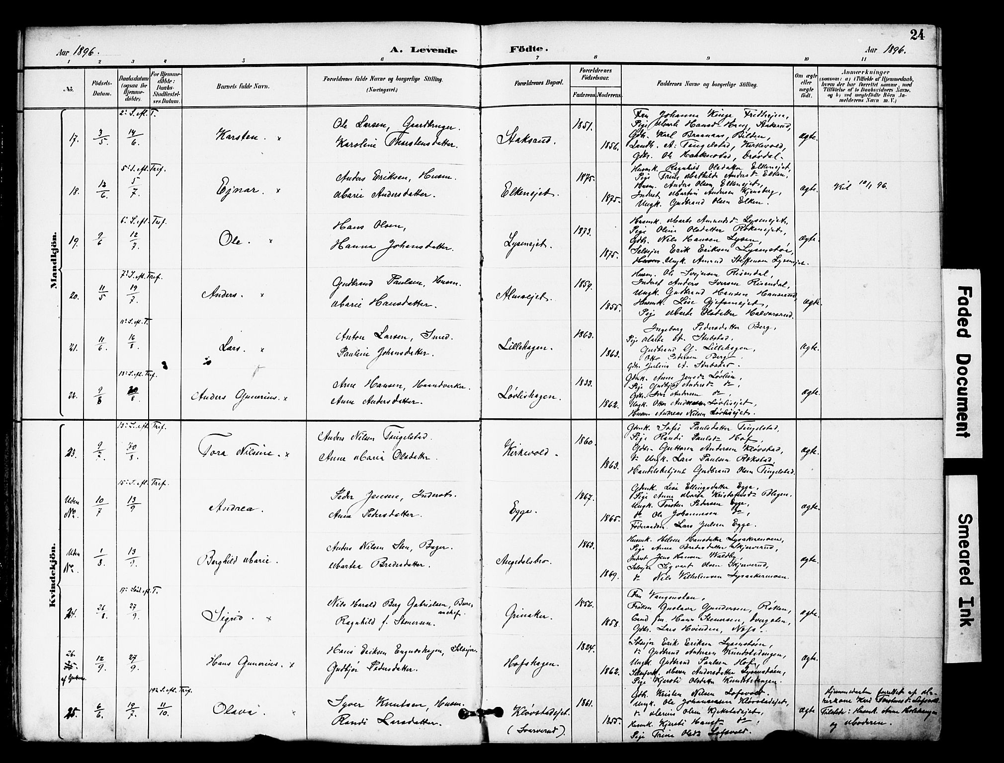 Brandbu prestekontor, AV/SAH-PREST-114/H/Ha/Hab/L0006: Parish register (copy) no. 6, 1893-1902, p. 24