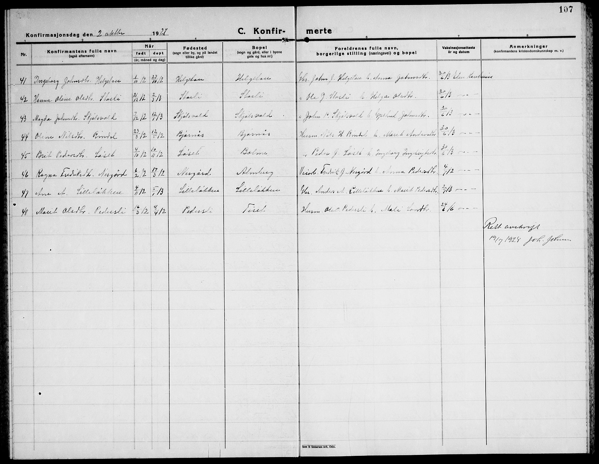 Ministerialprotokoller, klokkerbøker og fødselsregistre - Møre og Romsdal, AV/SAT-A-1454/598/L1080: Parish register (copy) no. 598C05, 1927-1944, p. 107