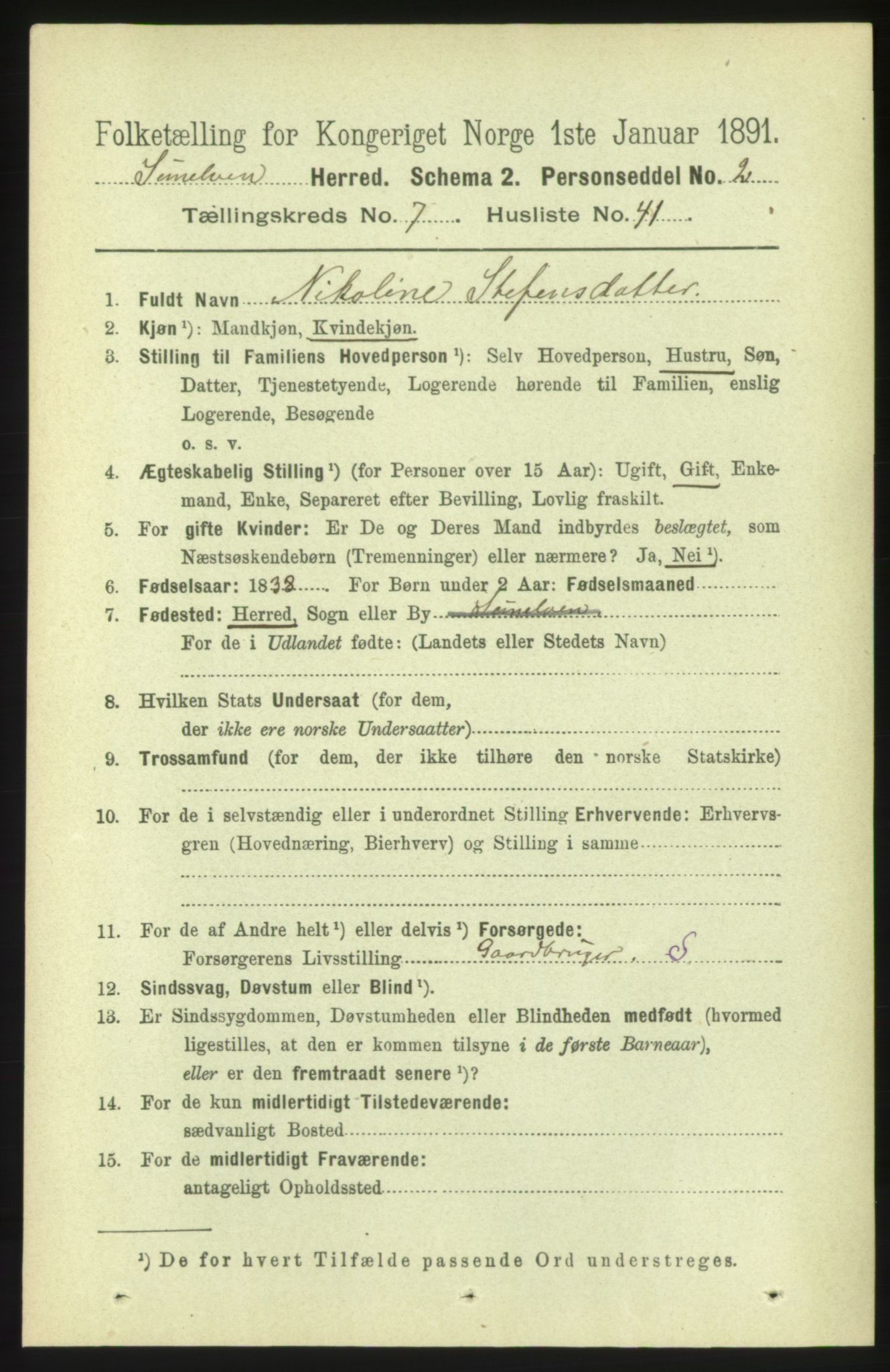 RA, 1891 census for 1523 Sunnylven, 1891, p. 2086