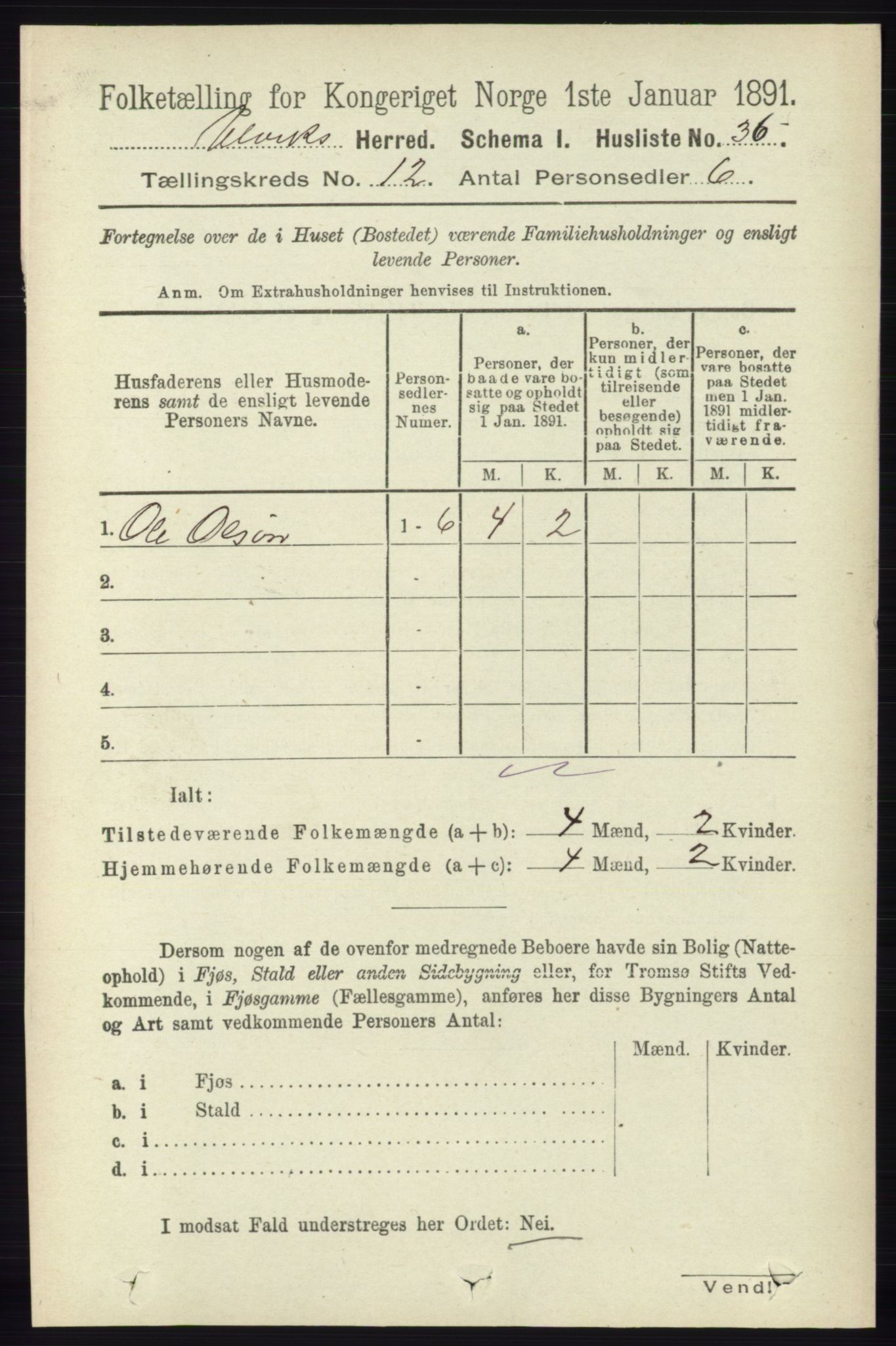 RA, 1891 census for 1233 Ulvik, 1891, p. 3638