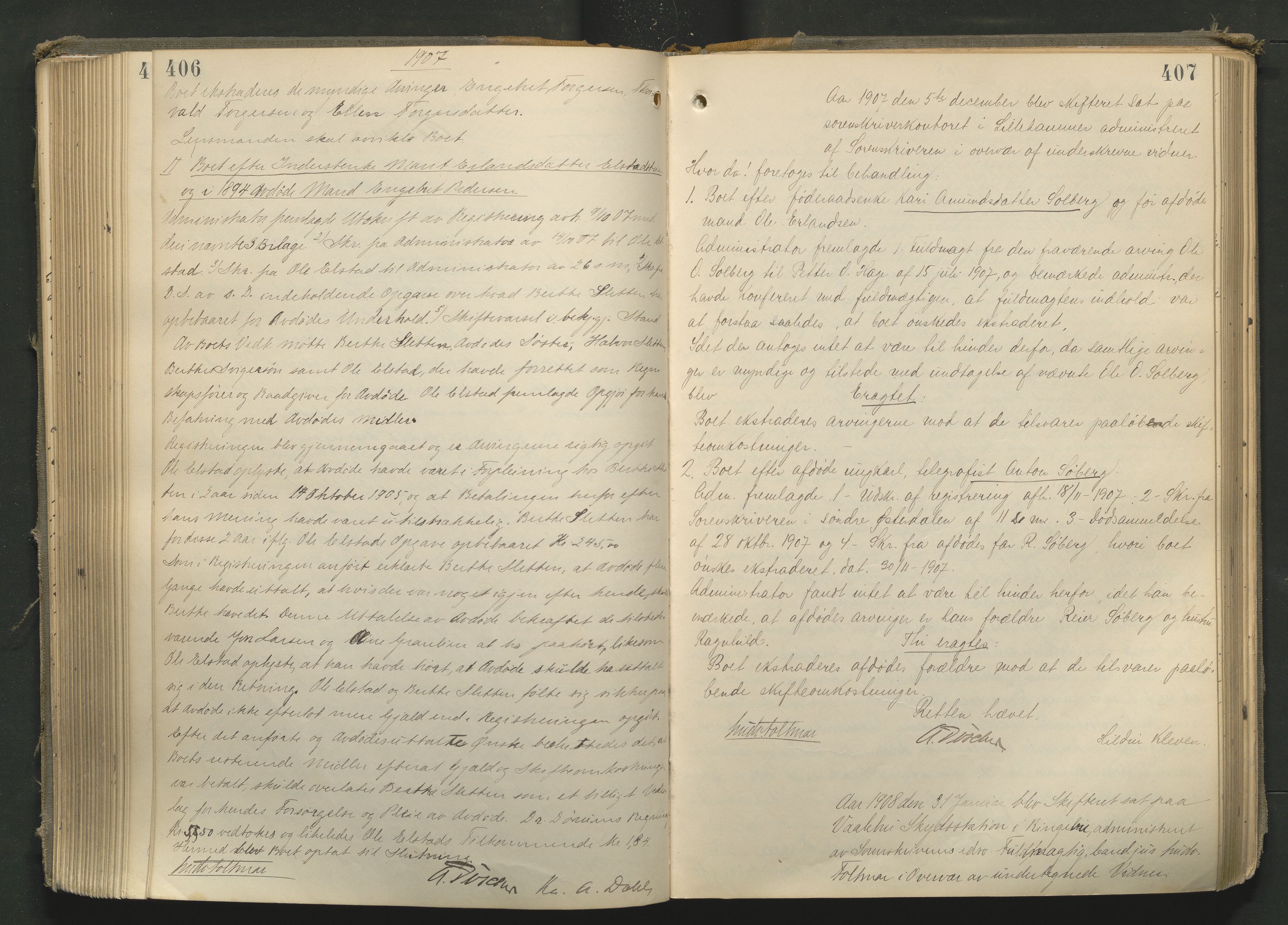 Sør-Gudbrandsdal tingrett, AV/SAH-TING-004/J/Ja/Jad/L0002: Skifteforhandlingsprotokoll - Fron, Ringebu og Øyer, 1895-1916, p. 406-407