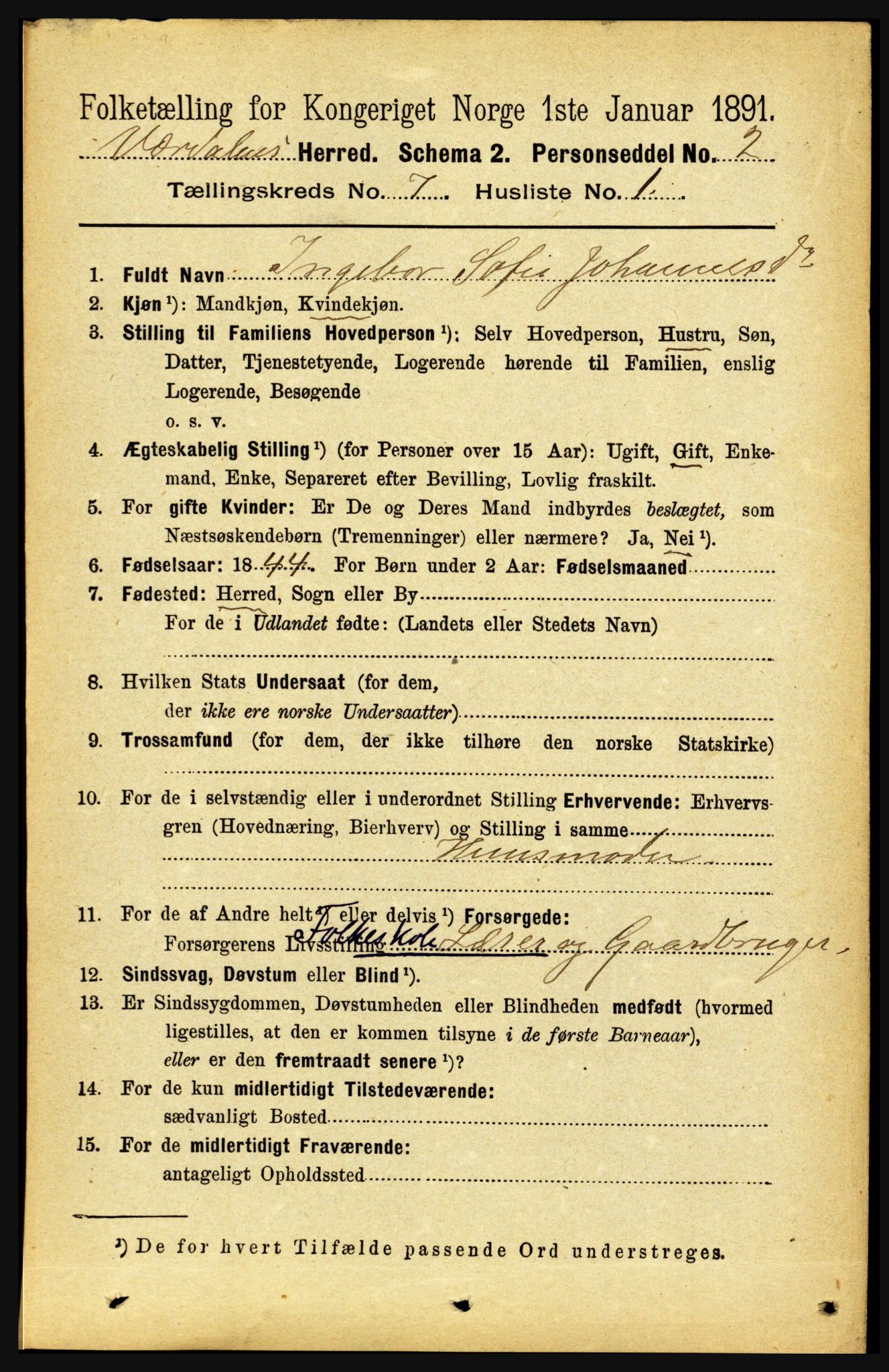 RA, 1891 census for 1721 Verdal, 1891, p. 3984