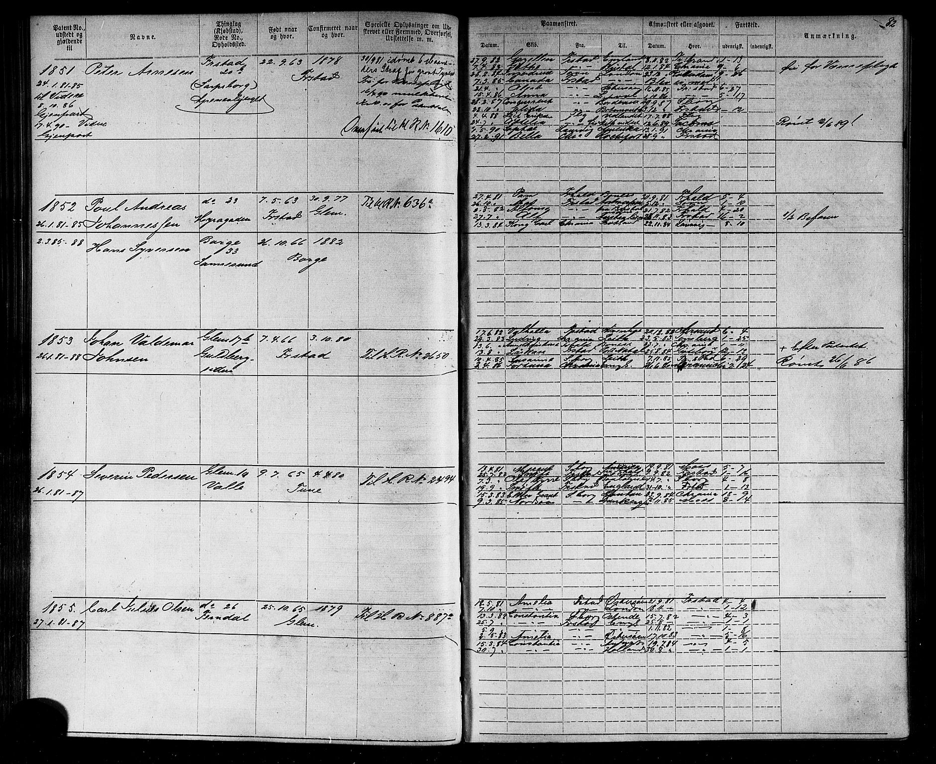 Fredrikstad mønstringskontor, AV/SAO-A-10569b/F/Fc/Fca/L0004: Annotasjonsrulle, 1885-1893, p. 84