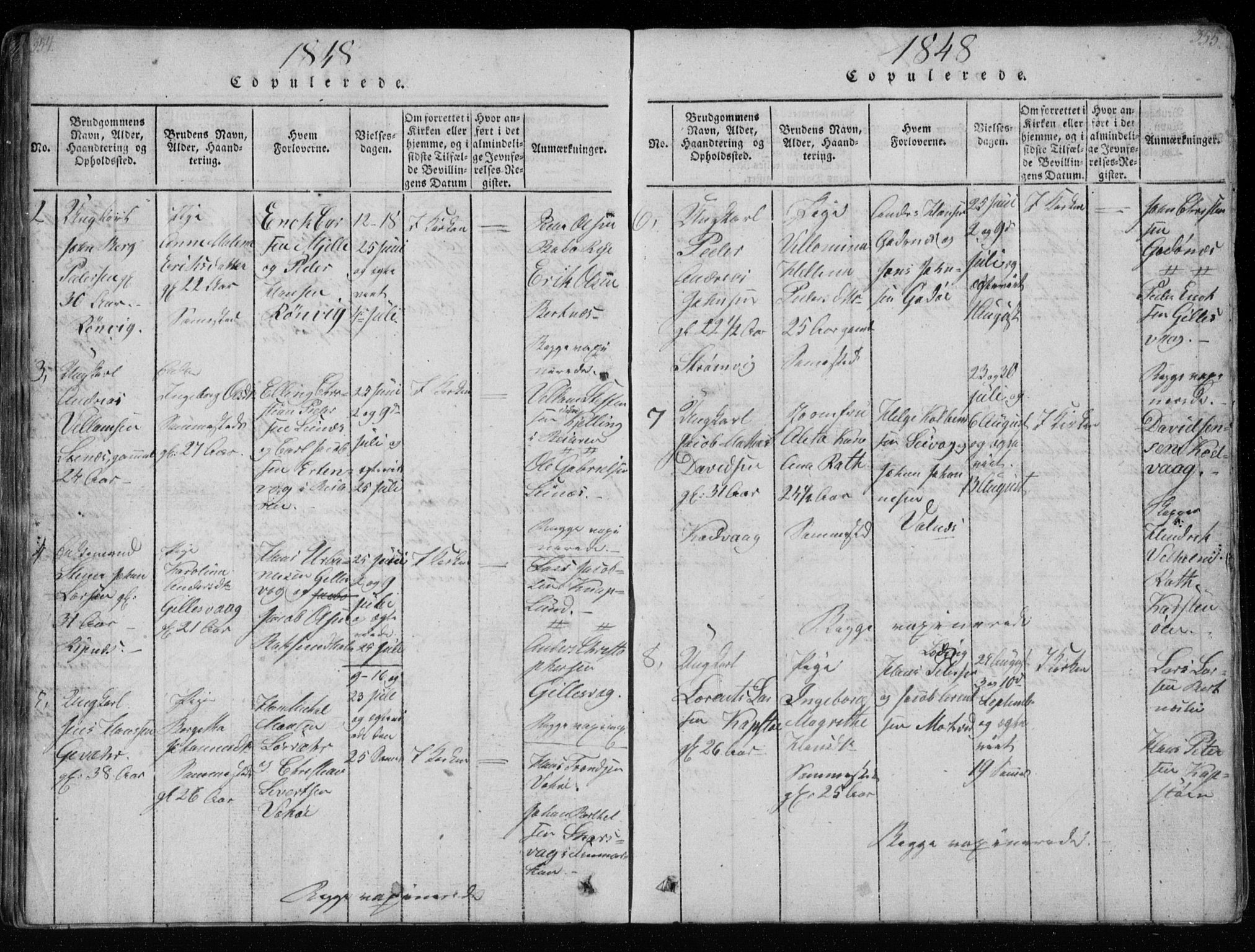 Ministerialprotokoller, klokkerbøker og fødselsregistre - Nordland, AV/SAT-A-1459/801/L0026: Parish register (copy) no. 801C01, 1820-1855, p. 354-355