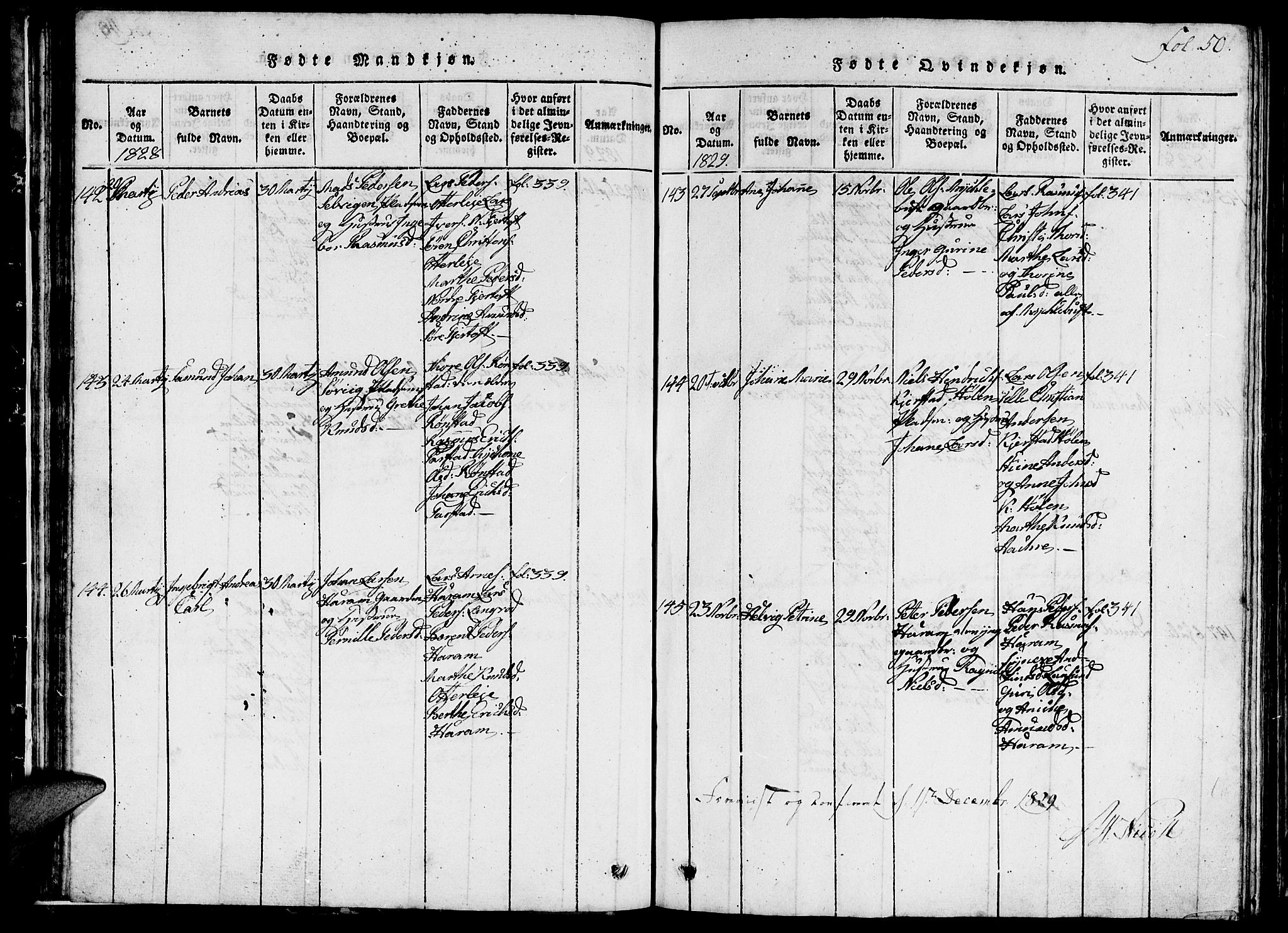 Ministerialprotokoller, klokkerbøker og fødselsregistre - Møre og Romsdal, AV/SAT-A-1454/536/L0506: Parish register (copy) no. 536C01, 1818-1859, p. 50