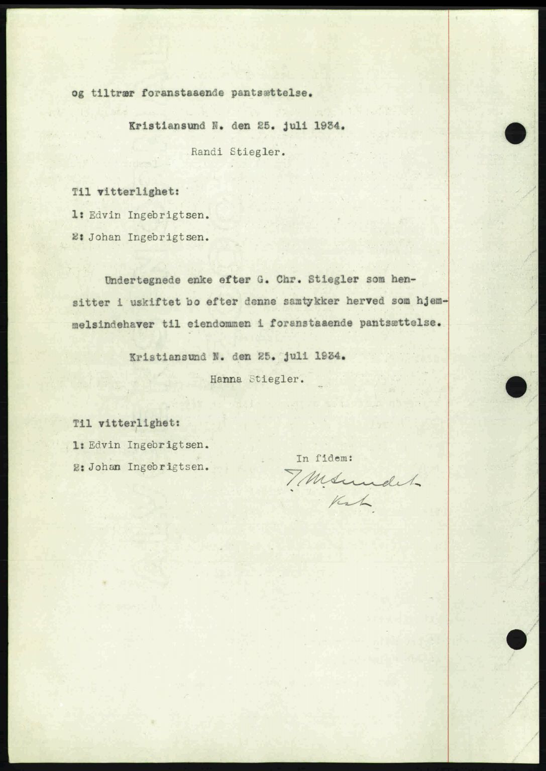 Kristiansund byfogd, AV/SAT-A-4587/A/27: Mortgage book no. 27, 1933-1934, Deed date: 10.08.1934