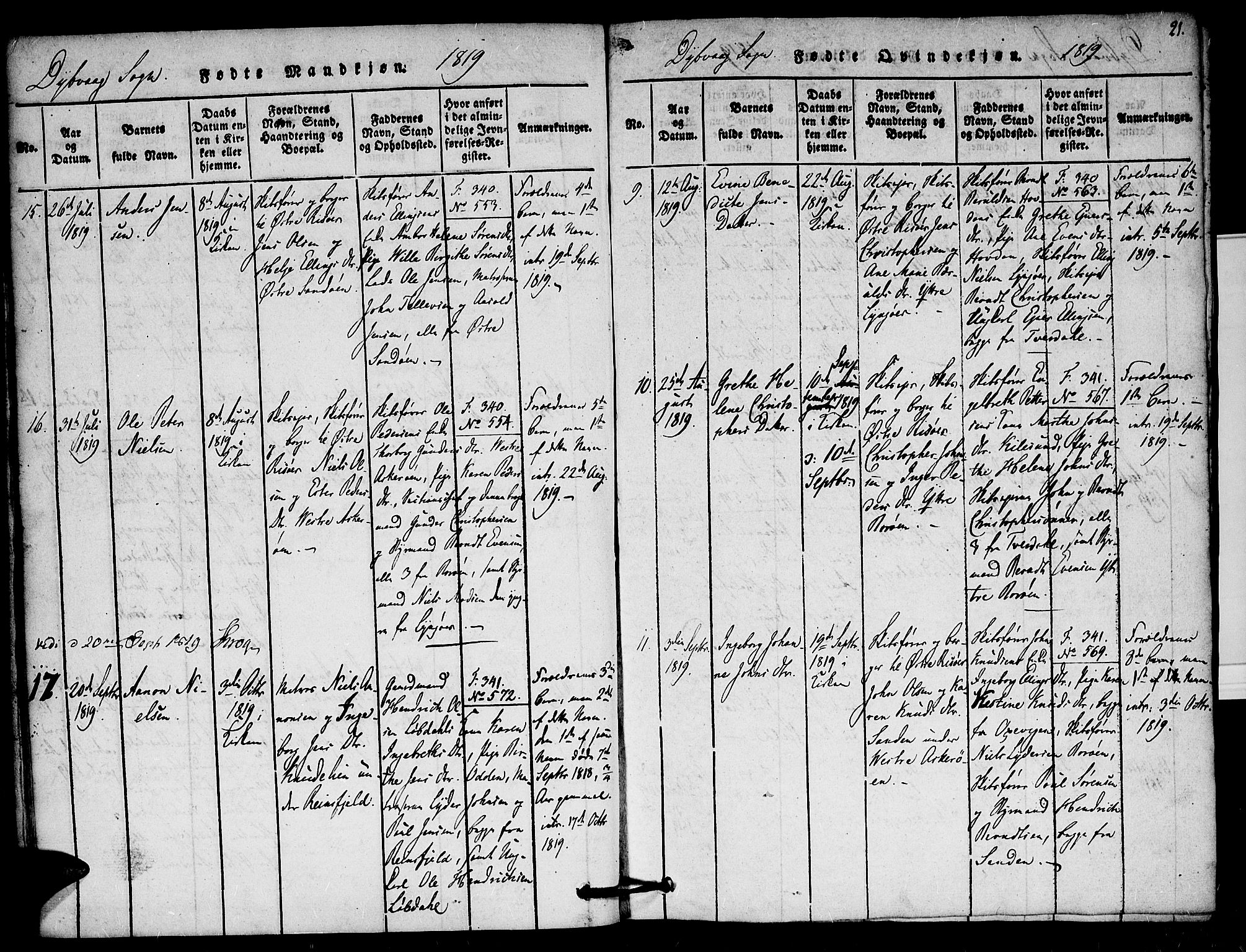 Dypvåg sokneprestkontor, AV/SAK-1111-0007/F/Fa/Faa/L0003: Parish register (official) no. A 3 /1, 1817-1824, p. 21