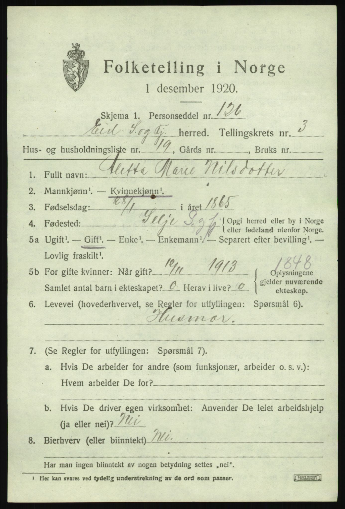 SAB, 1920 census for Eid, 1920, p. 2250