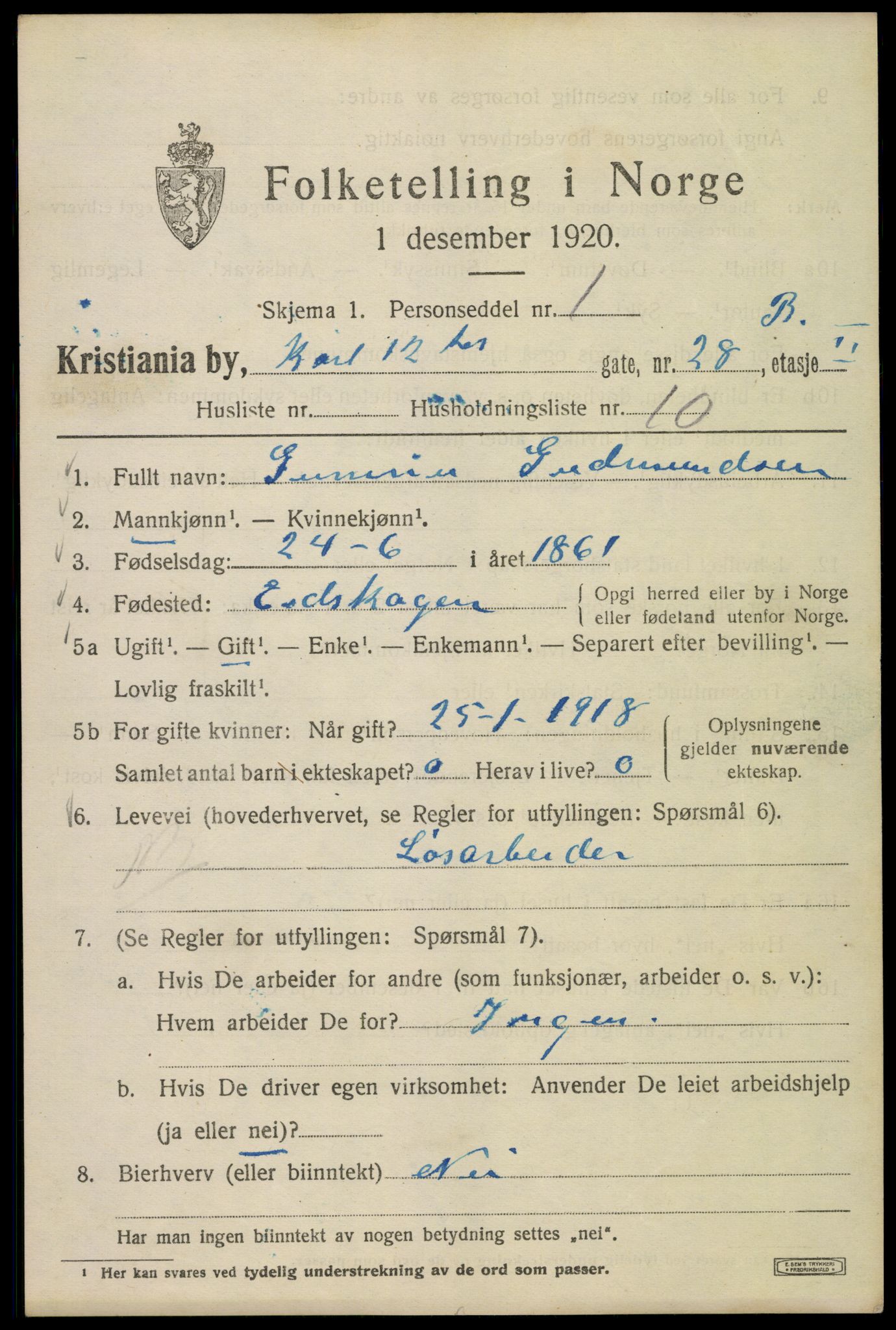 SAO, 1920 census for Kristiania, 1920, p. 329509