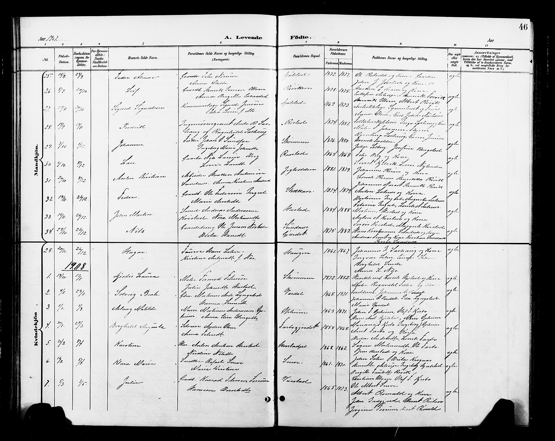 Ministerialprotokoller, klokkerbøker og fødselsregistre - Nord-Trøndelag, AV/SAT-A-1458/730/L0302: Parish register (copy) no. 730C05, 1898-1924, p. 46