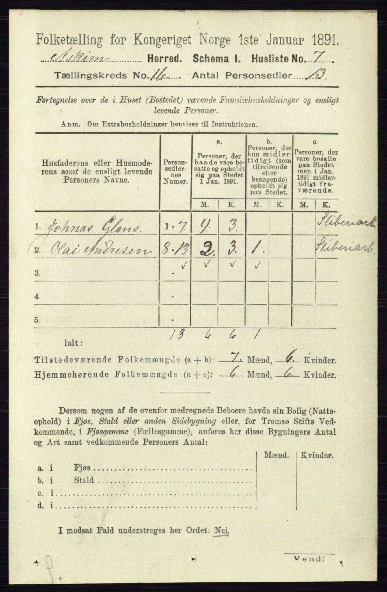 RA, 1891 census for 0124 Askim, 1891, p. 2609