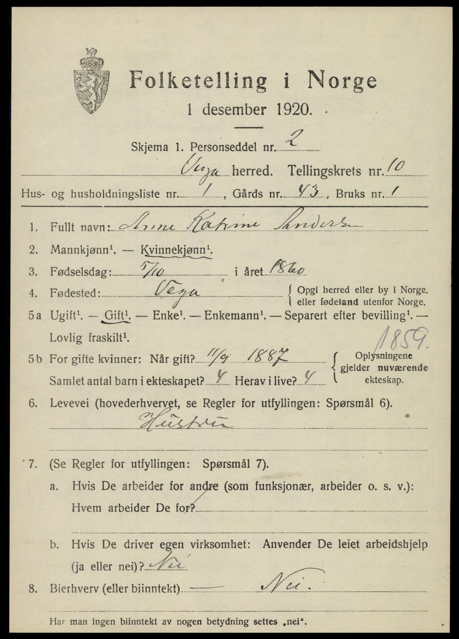 SAT, 1920 census for Vega, 1920, p. 5087