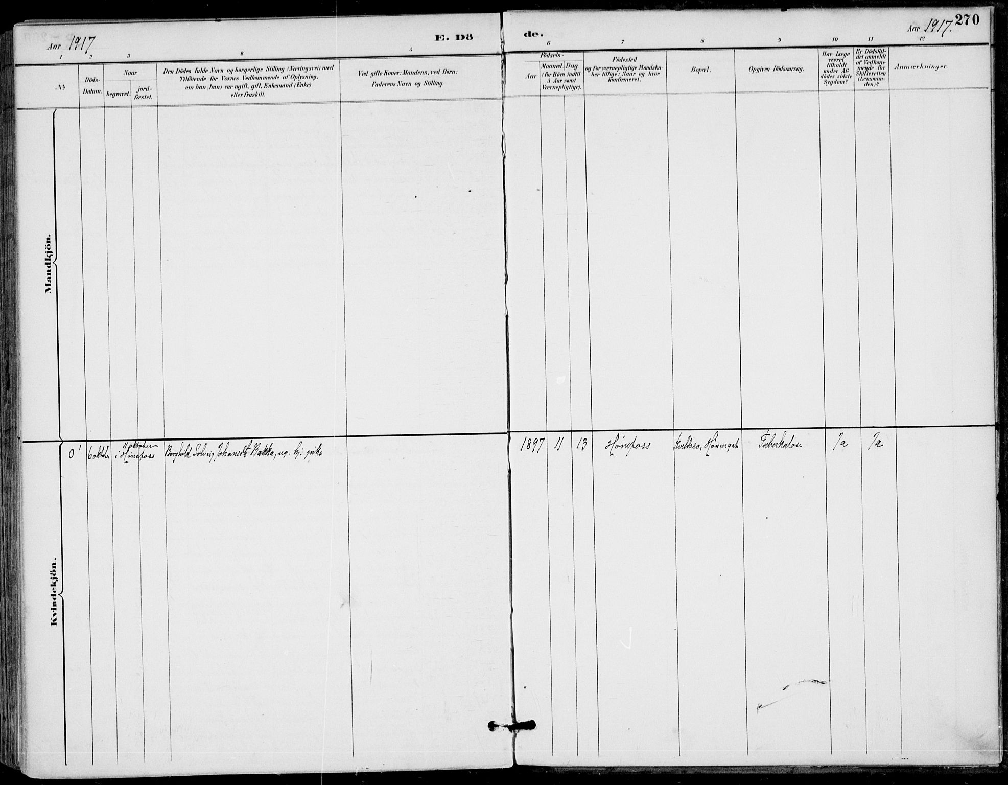 Haug kirkebøker, AV/SAKO-A-604/F/Fa/L0001: Parish register (official) no. 1, 1885-1917, p. 270