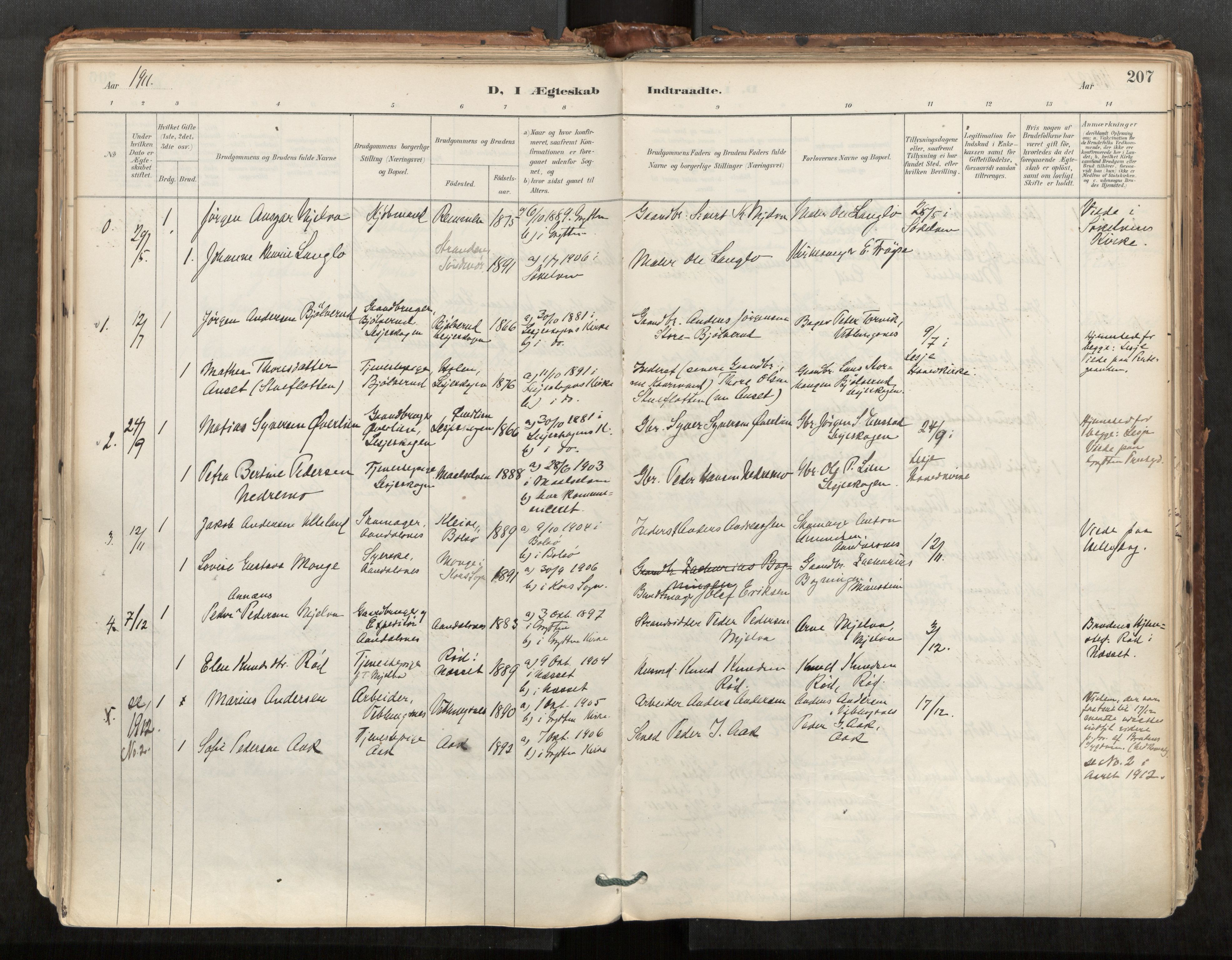 Ministerialprotokoller, klokkerbøker og fødselsregistre - Møre og Romsdal, AV/SAT-A-1454/544/L0585: Parish register (official) no. 544A06, 1887-1924, p. 207