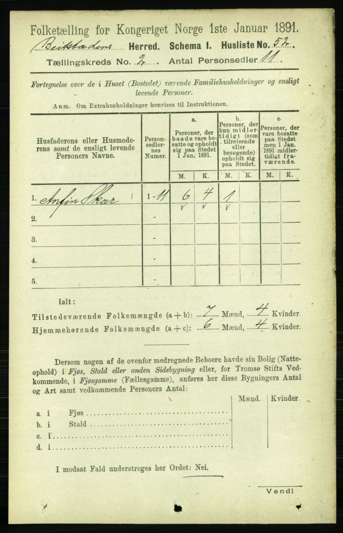 RA, 1891 census for 1727 Beitstad, 1891, p. 368