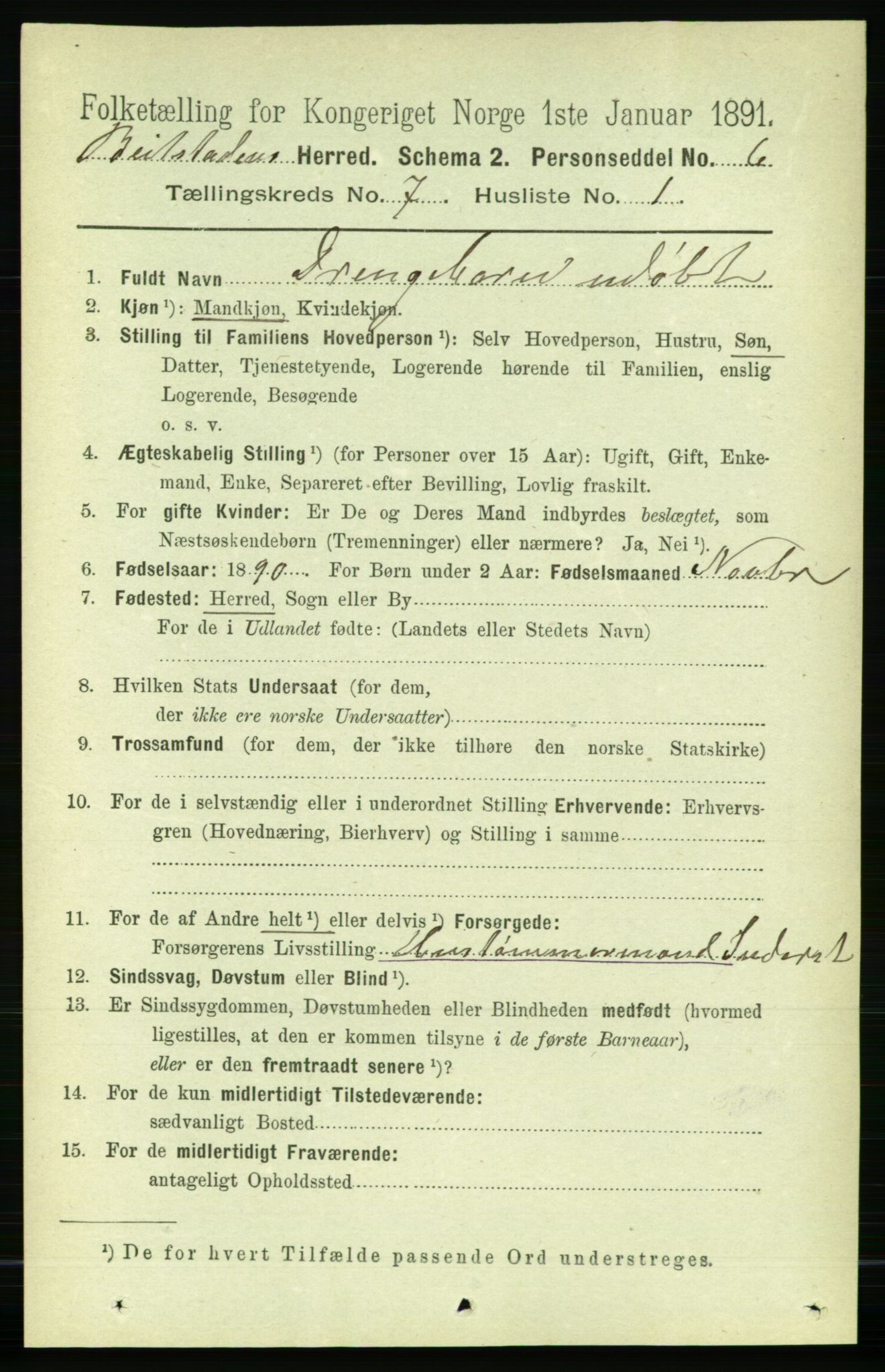 RA, 1891 census for 1727 Beitstad, 1891, p. 1748