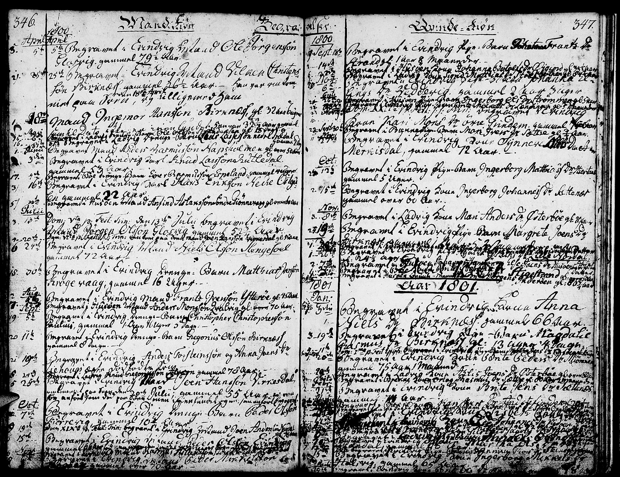 Gulen sokneprestembete, AV/SAB-A-80201/H/Haa/Haaa/L0016: Parish register (official) no. A 16, 1798-1808, p. 346-347