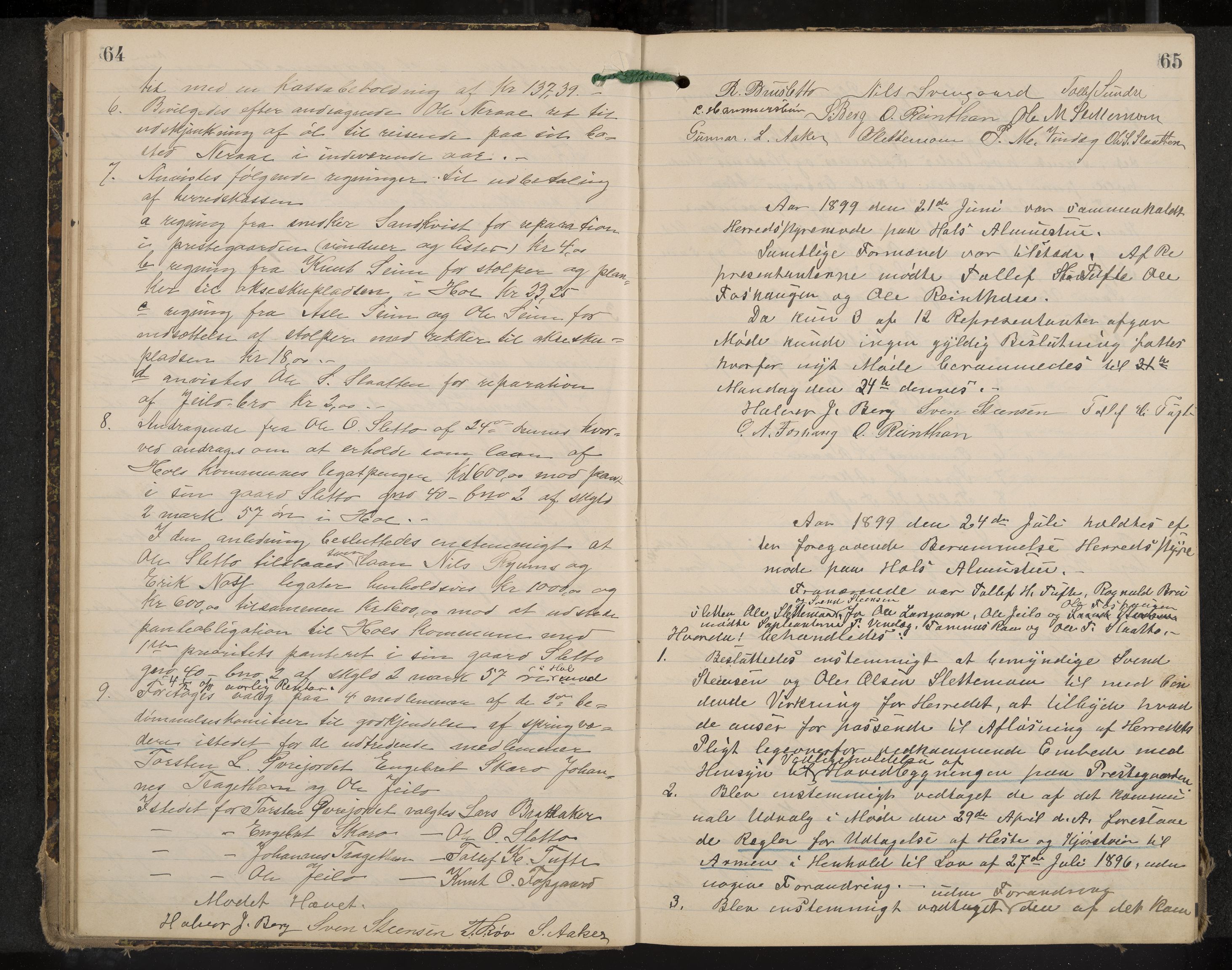 Hol formannskap og sentraladministrasjon, IKAK/0620021-1/A/L0003: Møtebok, 1897-1904, p. 64-65