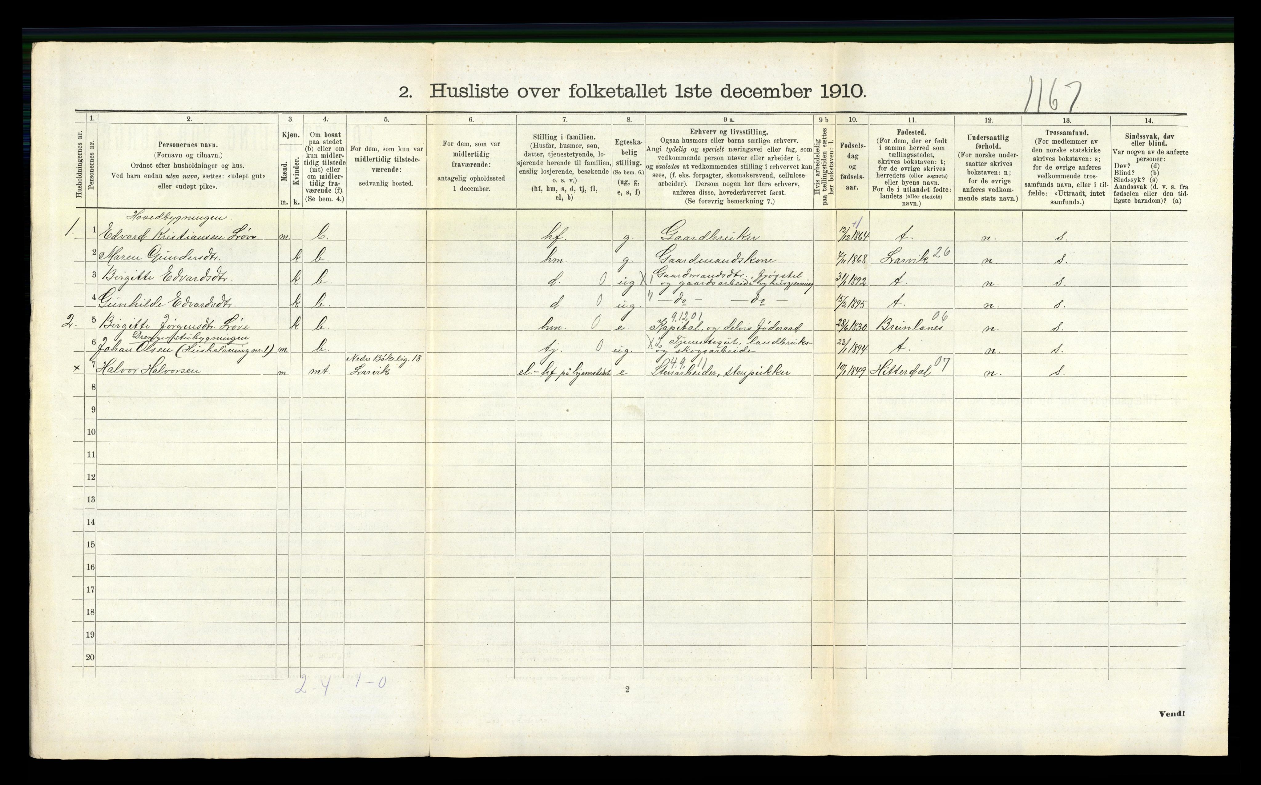 RA, 1910 census for Hedrum, 1910, p. 423