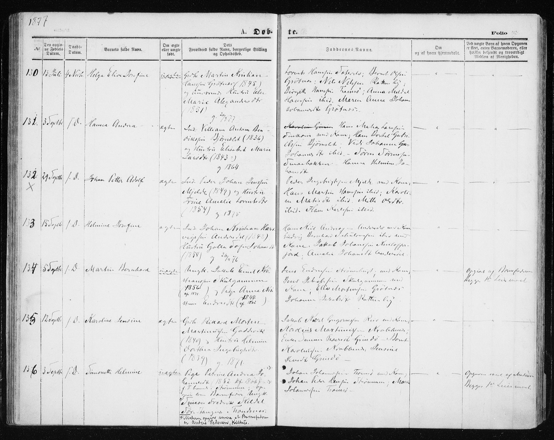 Tromsøysund sokneprestkontor, SATØ/S-1304/G/Ga/L0003kirke: Parish register (official) no. 3, 1875-1880, p. 47