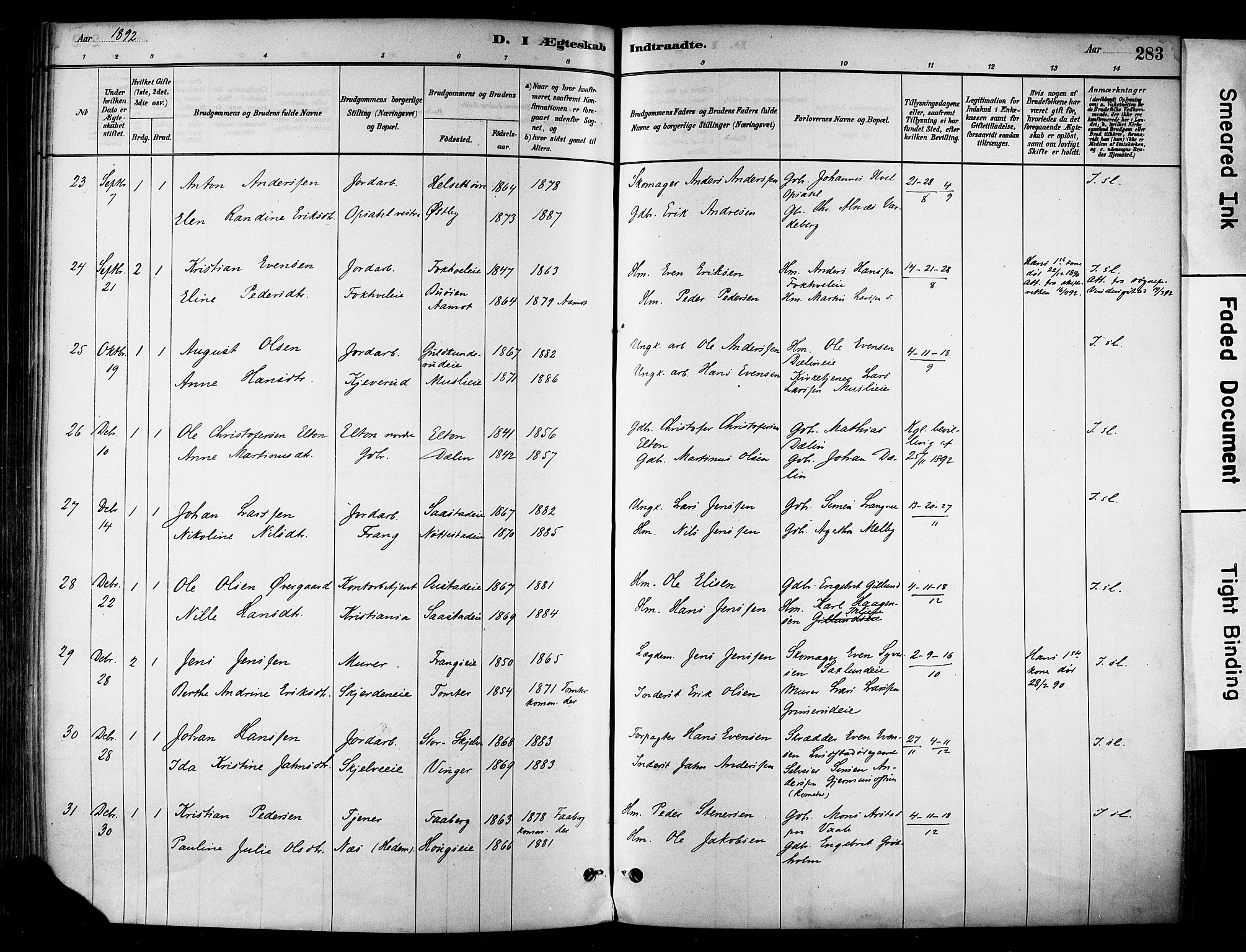 Stange prestekontor, AV/SAH-PREST-002/K/L0017: Parish register (official) no. 17, 1880-1893, p. 283