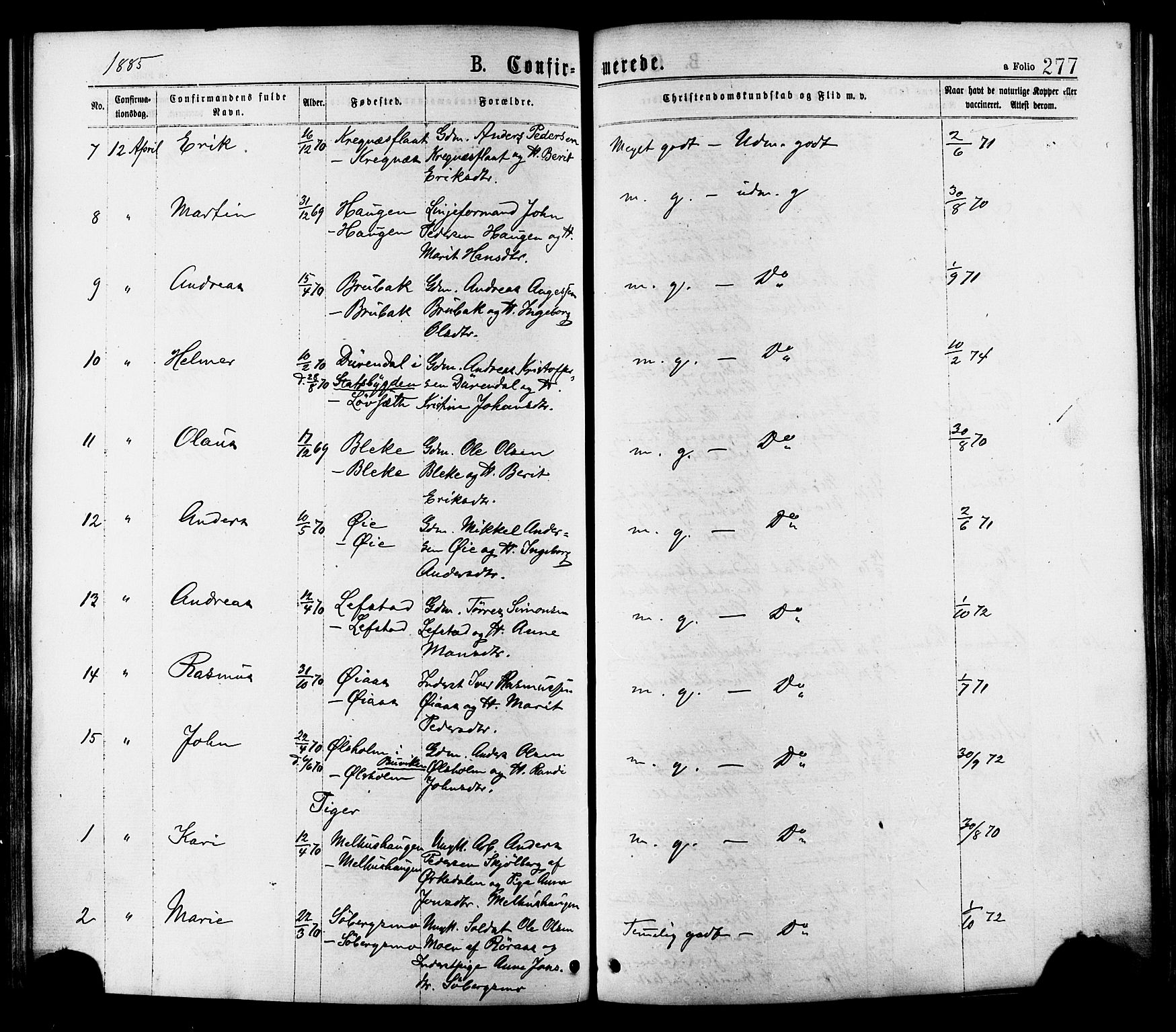 Ministerialprotokoller, klokkerbøker og fødselsregistre - Sør-Trøndelag, AV/SAT-A-1456/691/L1079: Parish register (official) no. 691A11, 1873-1886, p. 277