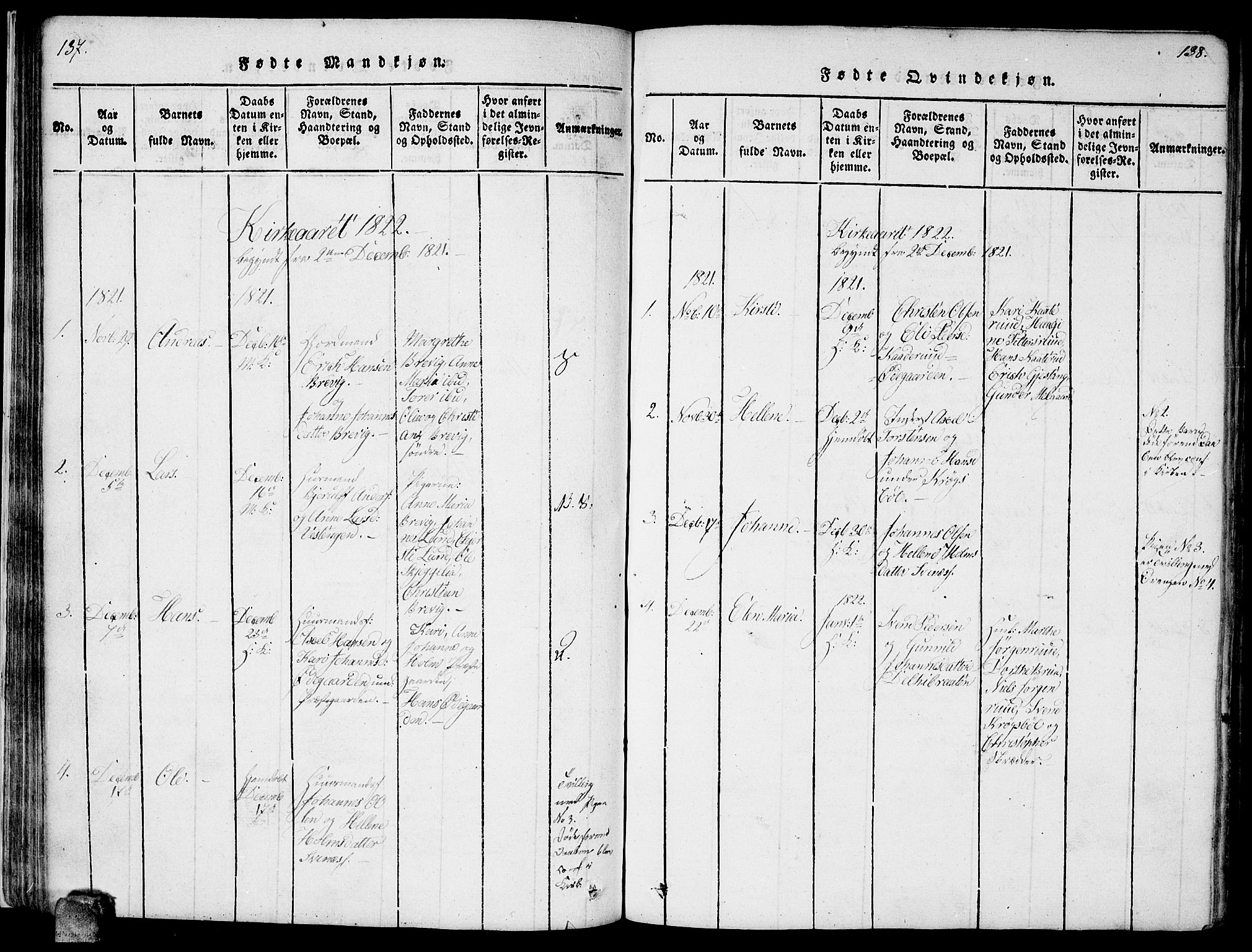 Enebakk prestekontor Kirkebøker, SAO/A-10171c/F/Fa/L0006: Parish register (official) no. I 6, 1815-1832, p. 137-138