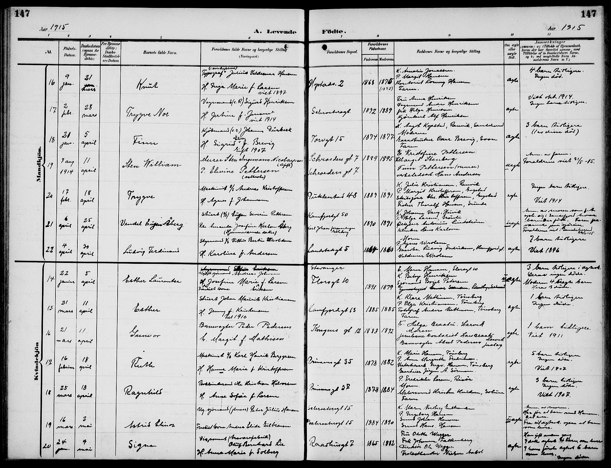 Sandefjord kirkebøker, AV/SAKO-A-315/G/Ga/L0003: Parish register (copy) no. 3, 1903-1920, p. 147