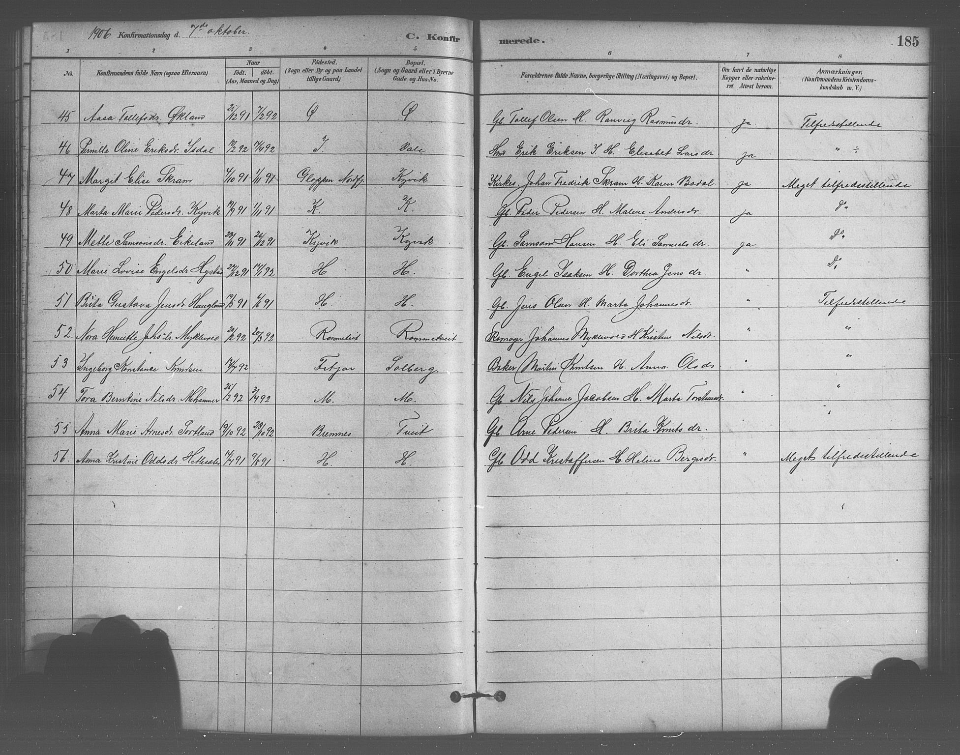 Stord sokneprestembete, AV/SAB-A-78201/H/Hab: Parish register (copy) no. A 2, 1879-1909, p. 185