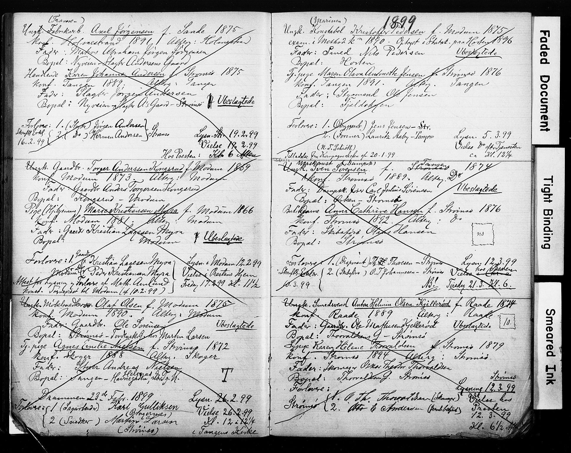 Strømsø kirkebøker, AV/SAKO-A-246/H/Ha/L0008: Banns register no. 8, 1891-1902