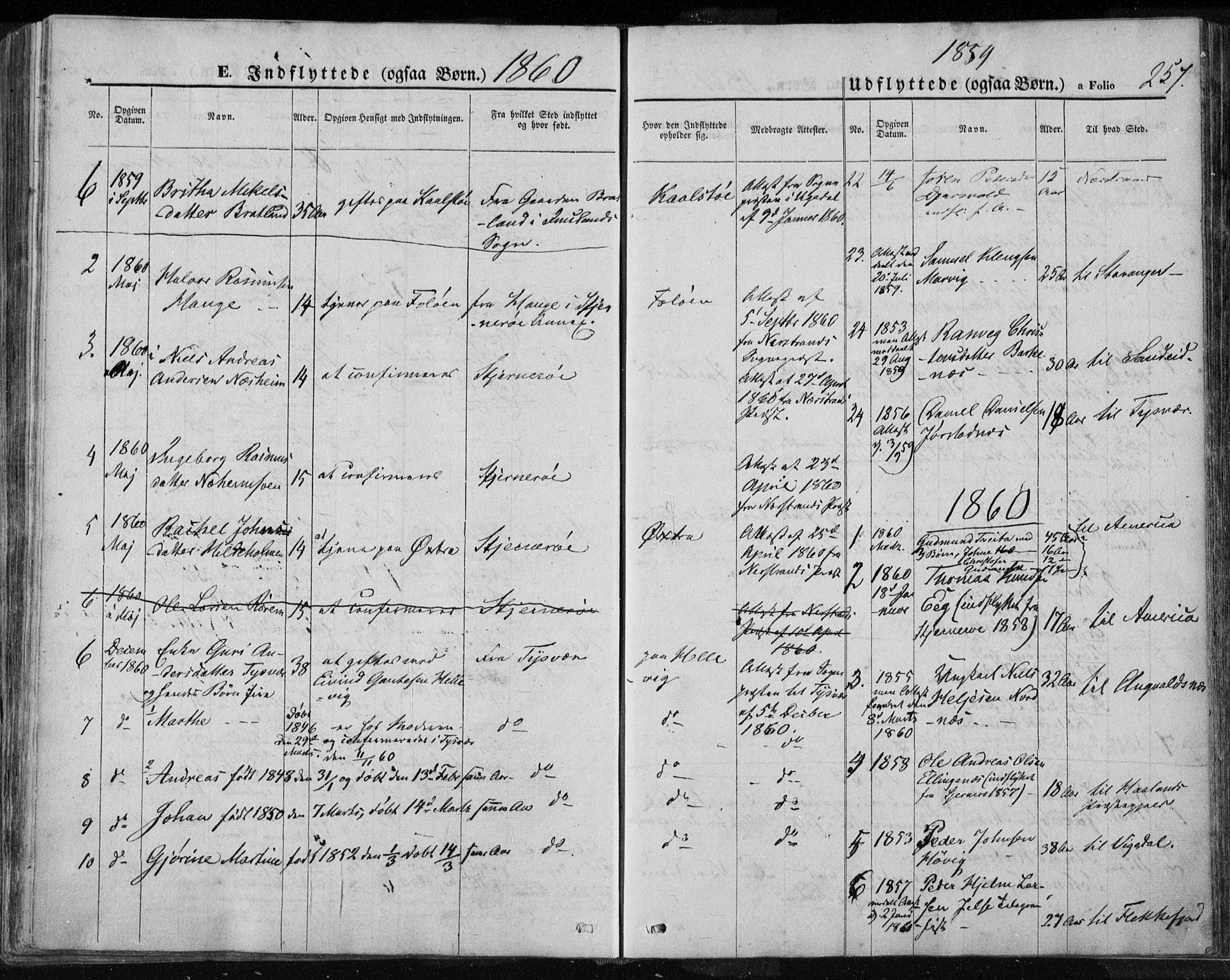 Jelsa sokneprestkontor, SAST/A-101842/01/IV: Parish register (official) no. A 7, 1854-1866, p. 257