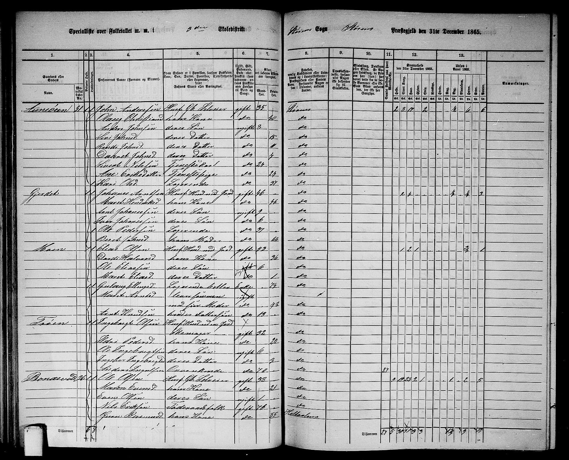 RA, 1865 census for Støren, 1865, p. 60