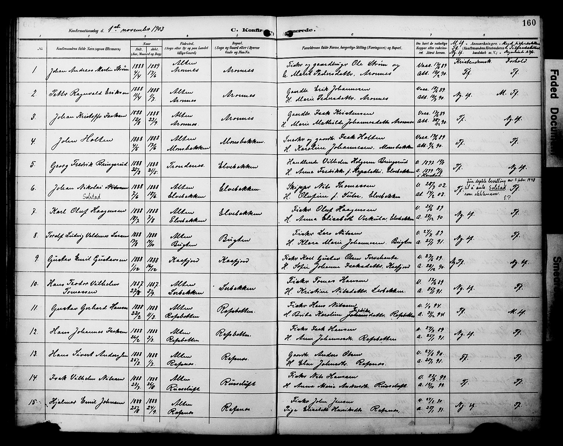 Alta sokneprestkontor, SATØ/S-1338/H/Ha/L0003.kirke: Parish register (official) no. 3, 1892-1904, p. 160