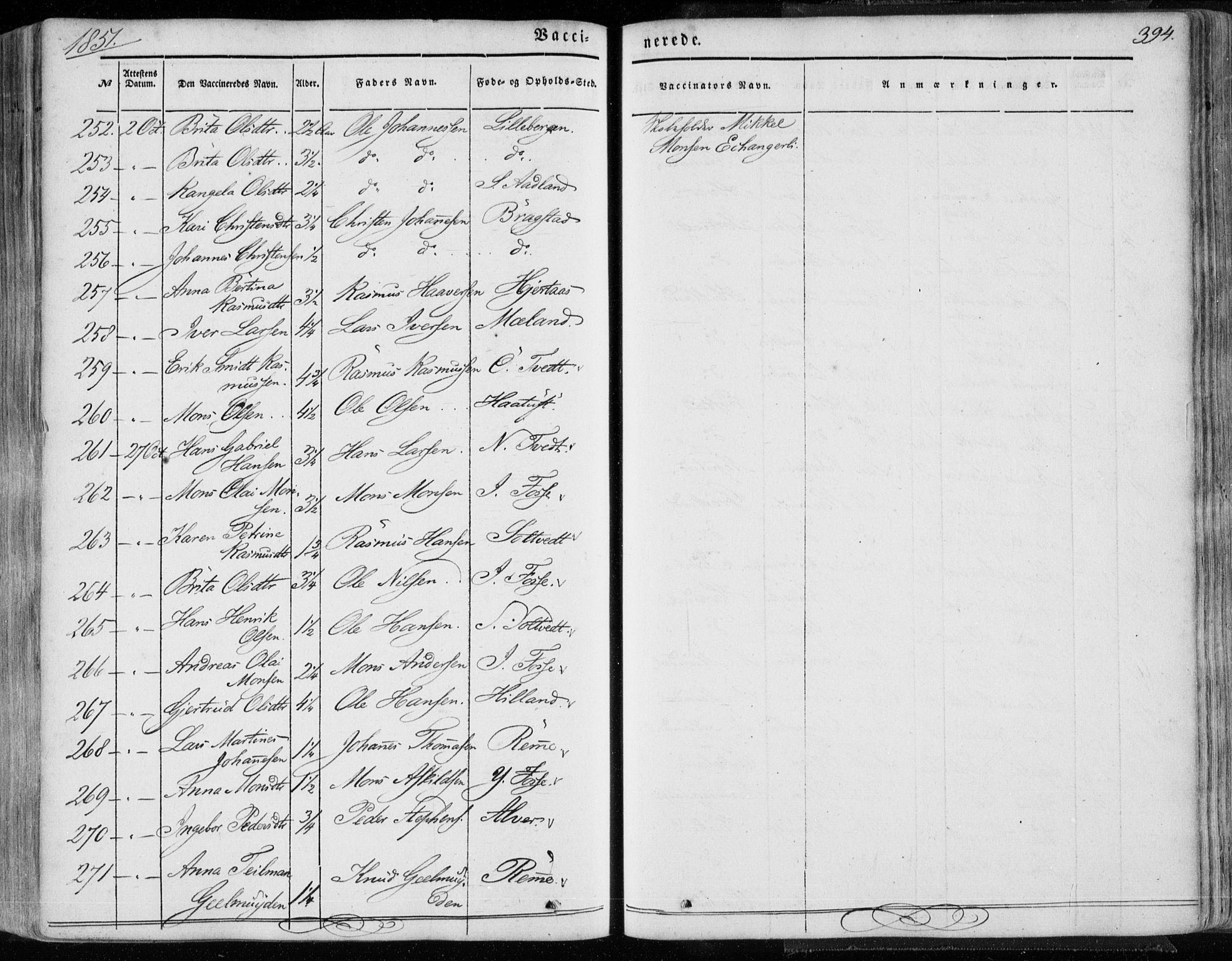 Hamre sokneprestembete, AV/SAB-A-75501/H/Ha/Haa/Haaa/L0013: Parish register (official) no. A 13, 1846-1857, p. 394