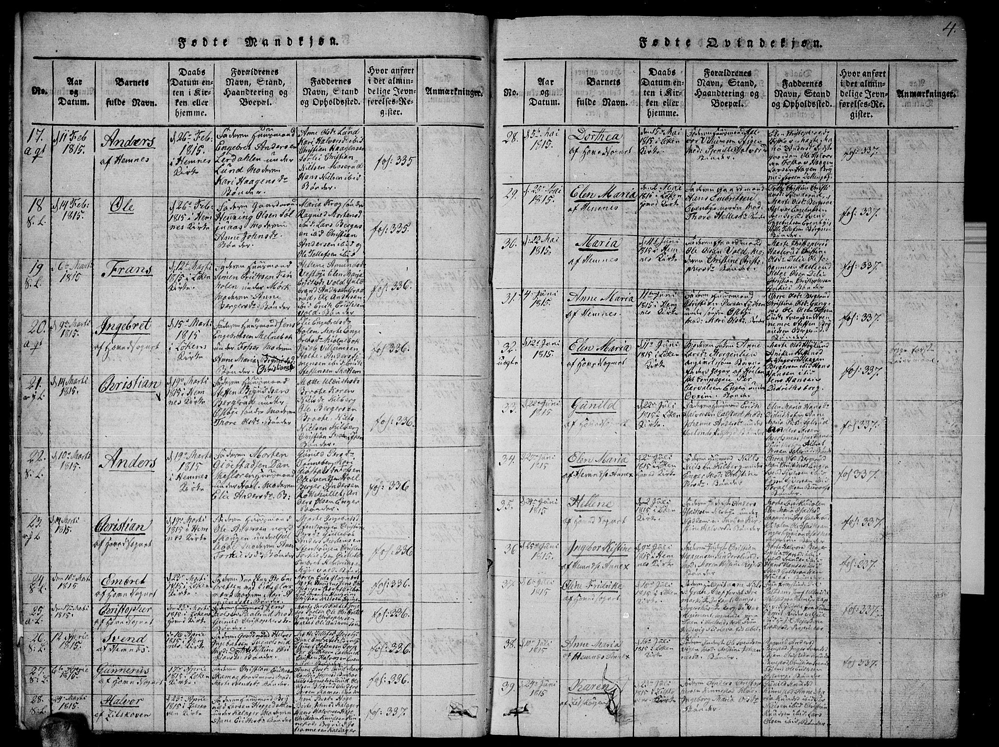 Høland prestekontor Kirkebøker, SAO/A-10346a/G/Ga/L0001: Parish register (copy) no. I 1, 1814-1827, p. 4