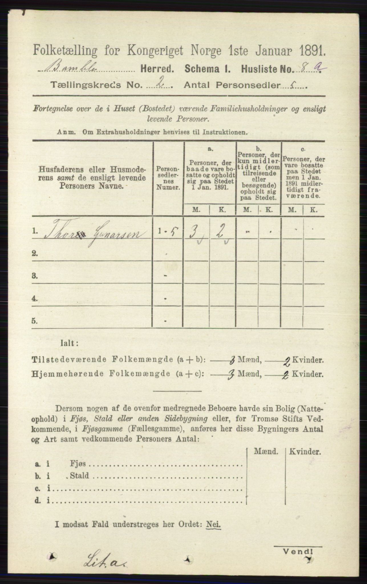 RA, 1891 census for 0814 Bamble, 1891, p. 947