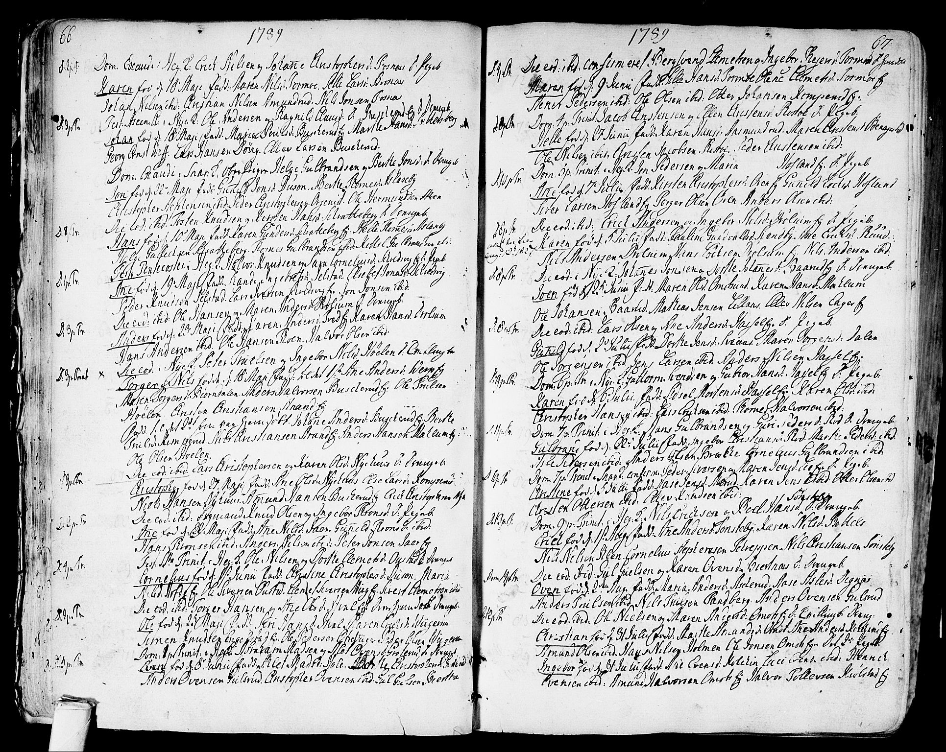 Modum kirkebøker, AV/SAKO-A-234/F/Fa/L0003: Parish register (official) no. 3, 1783-1819, p. 66-67