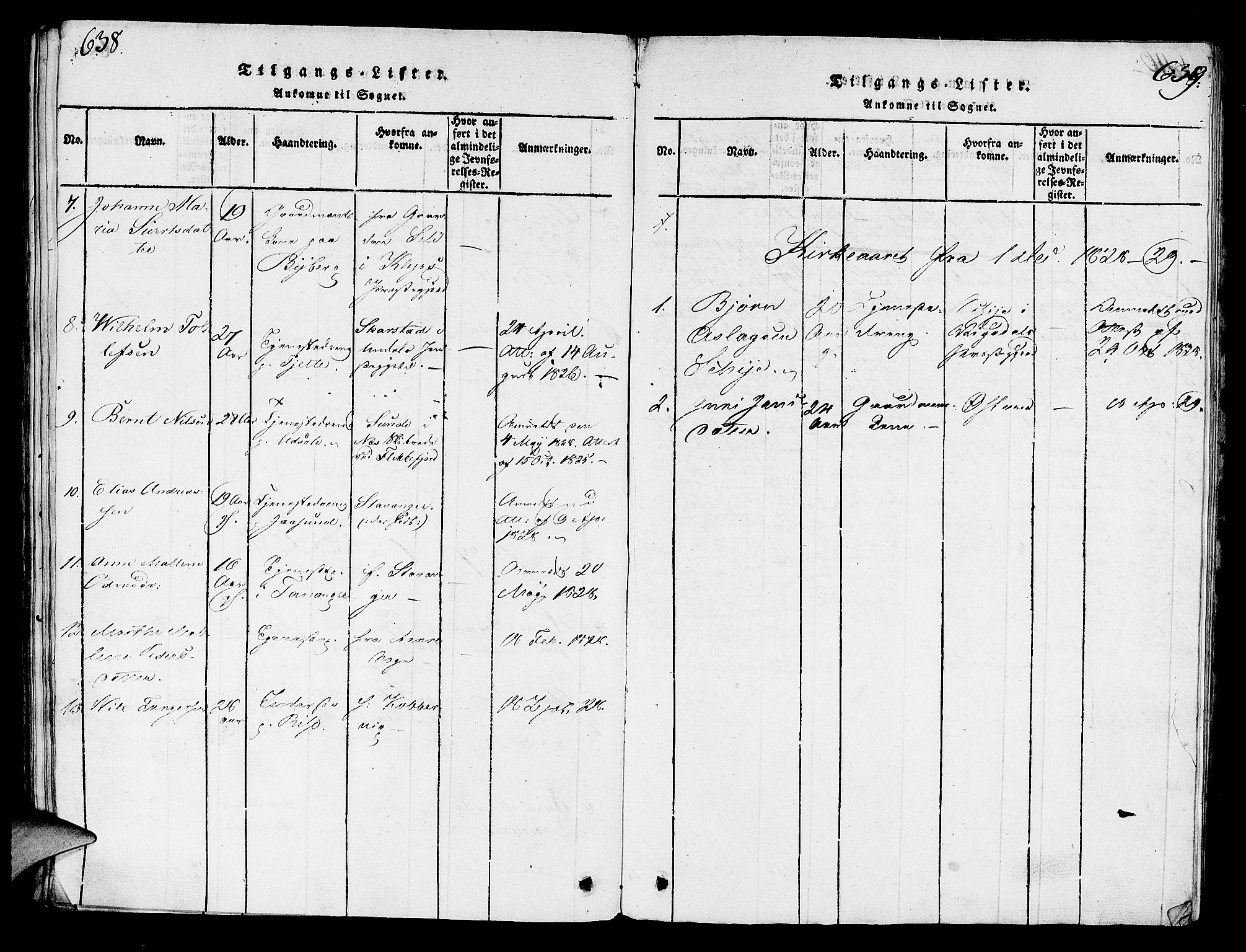 Håland sokneprestkontor, SAST/A-101802/001/30BA/L0004: Parish register (official) no. A 4, 1815-1829, p. 638-639