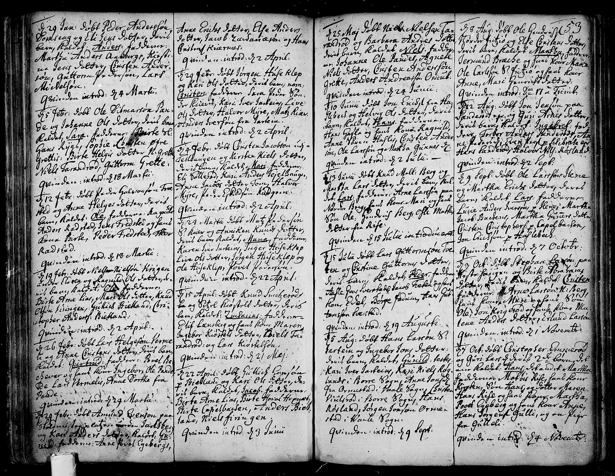 Sem kirkebøker, AV/SAKO-A-5/F/Fa/L0001: Parish register (official) no. I 1, 1702-1763, p. 53