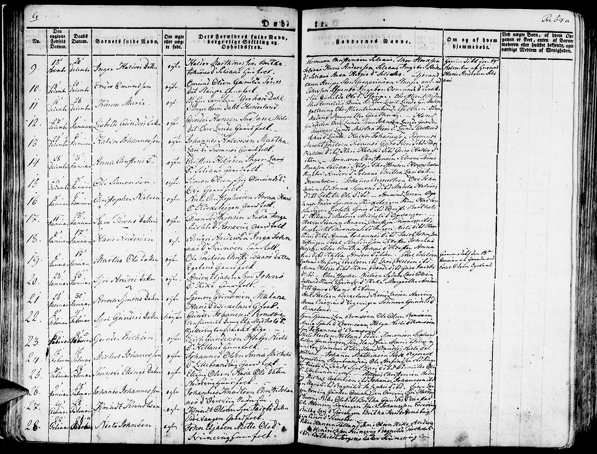 Fjelberg sokneprestembete, SAB/A-75201/H/Haa: Parish register (official) no. A 5, 1822-1834, p. 54
