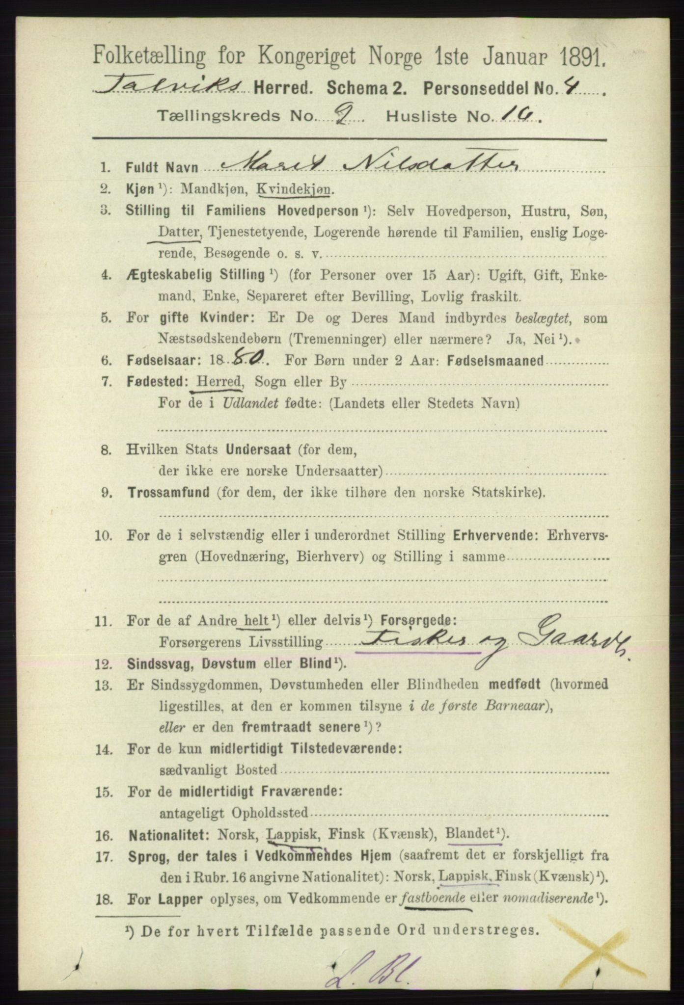 RA, 1891 census for 2013 Talvik, 1891, p. 2252