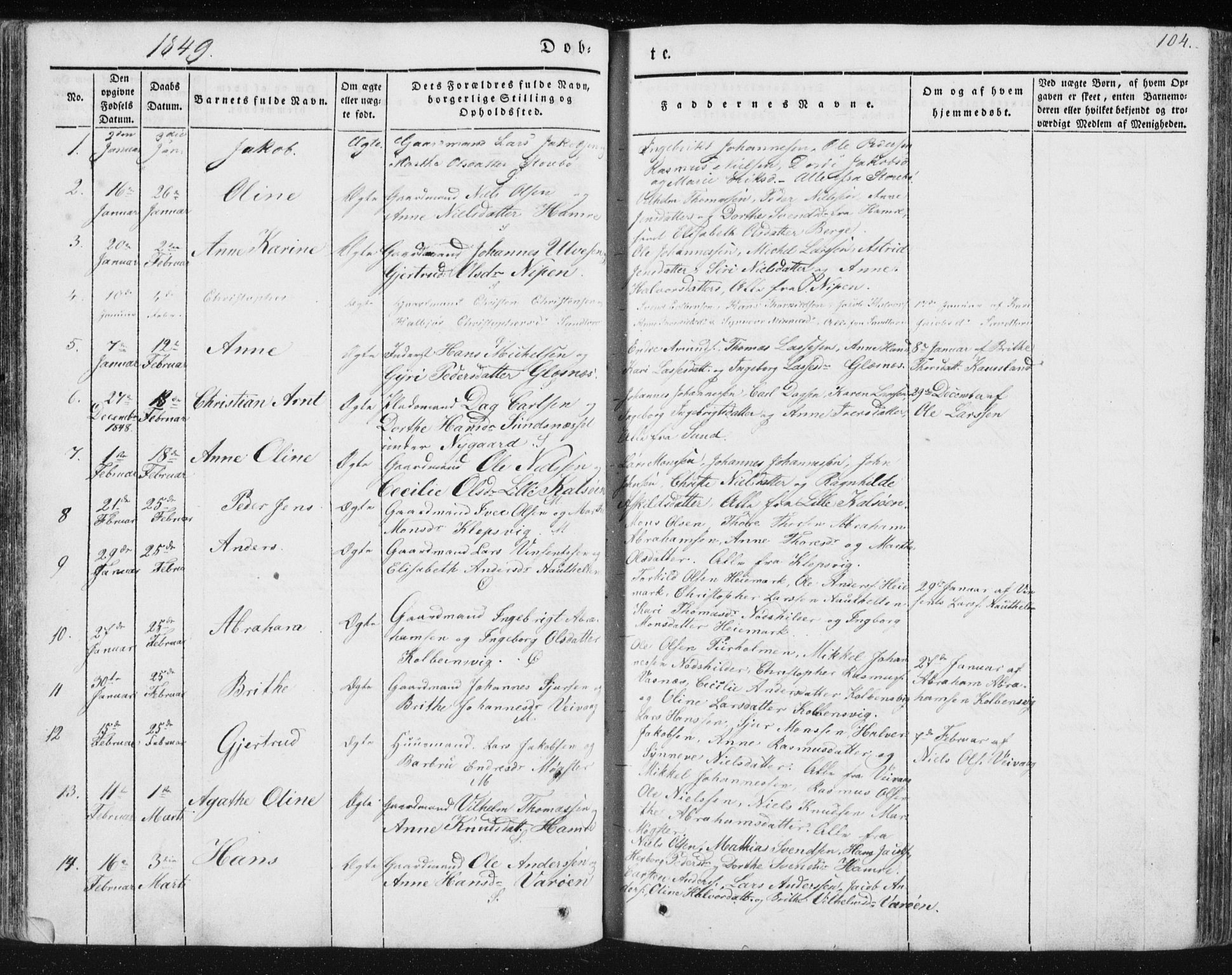 Sund sokneprestembete, AV/SAB-A-99930: Parish register (official) no. A 13, 1835-1849, p. 104