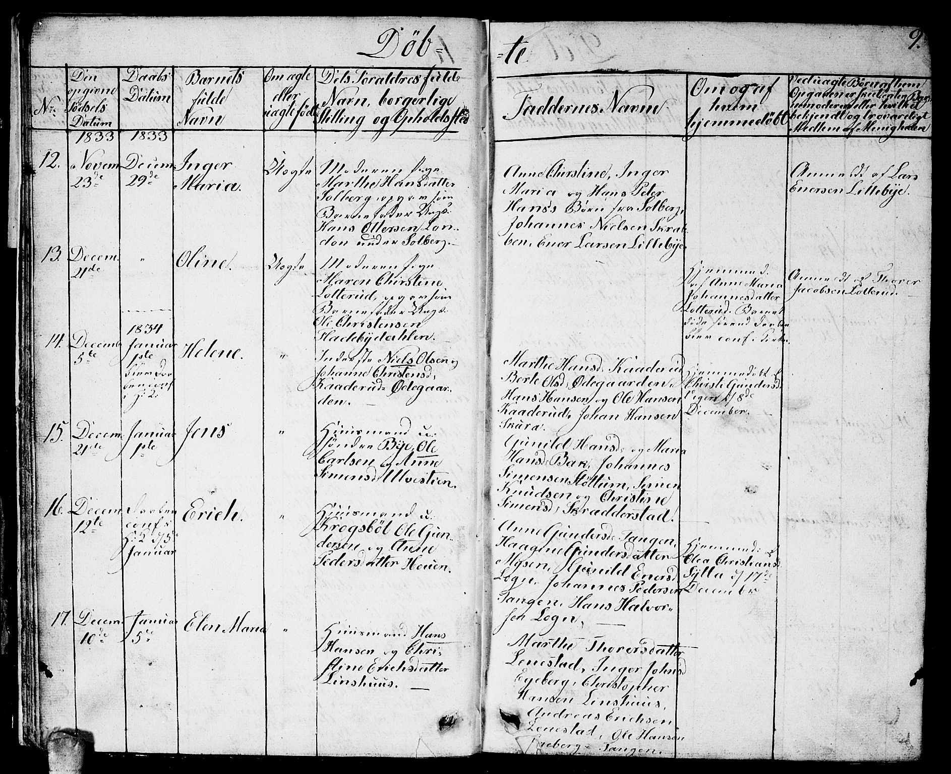 Enebakk prestekontor Kirkebøker, SAO/A-10171c/G/Ga/L0003: Parish register (copy) no. I 3, 1833-1849, p. 9